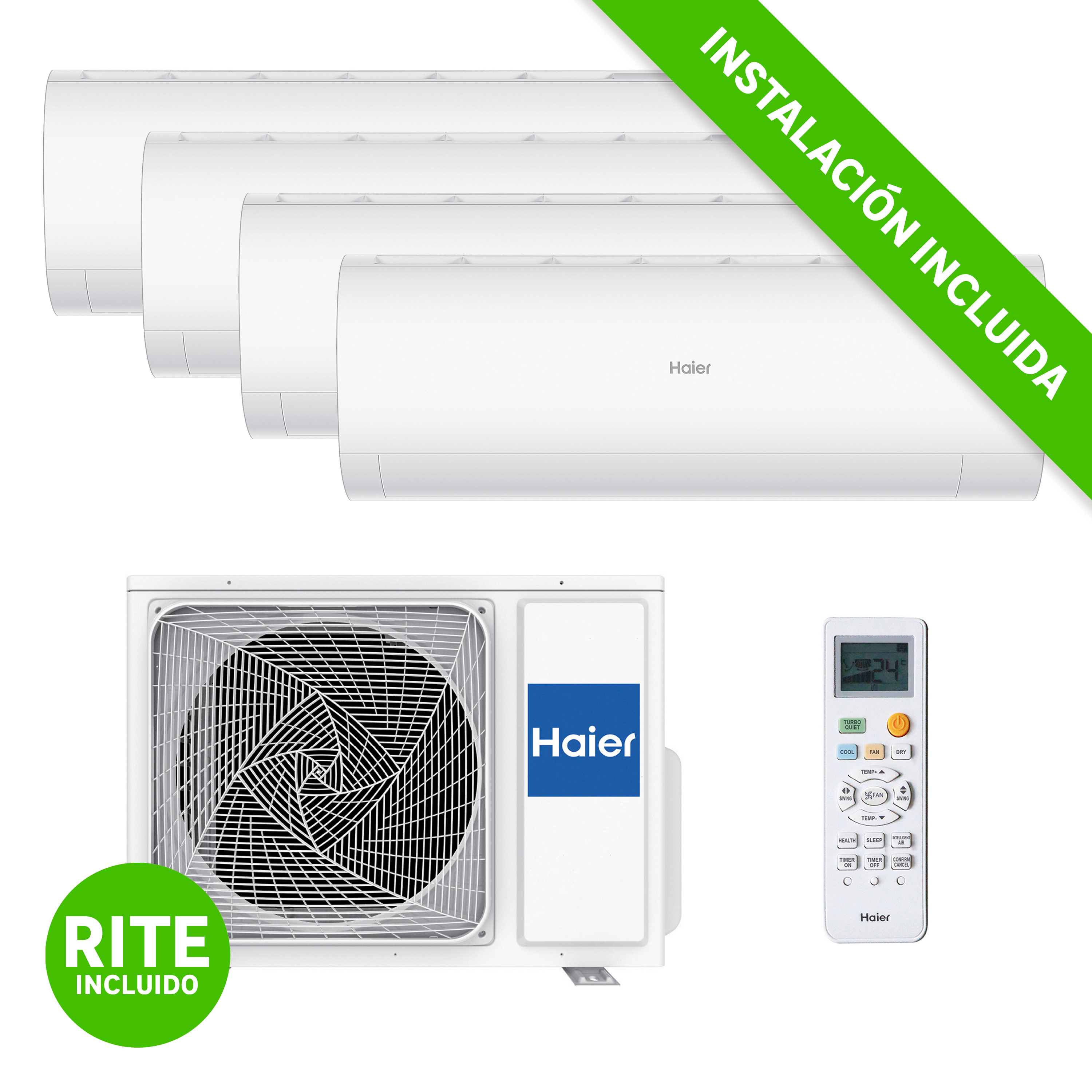 Aire acondicionado multisplit 4x1 haier perla 85 wi-fi 3x2000+3000 fg instalación básica incluida