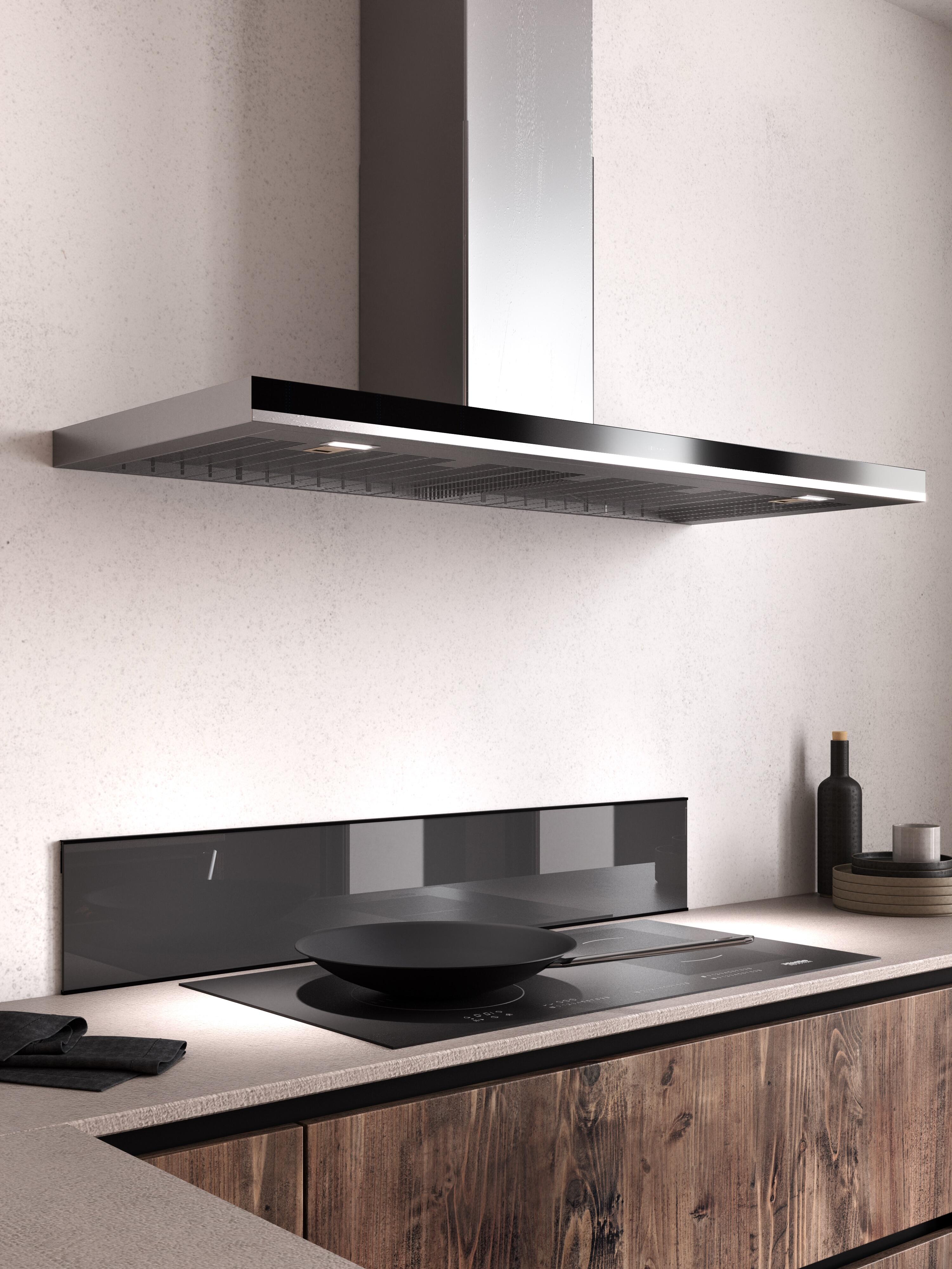 Kit profils fond de hotte verre 120 cm Noir - 2