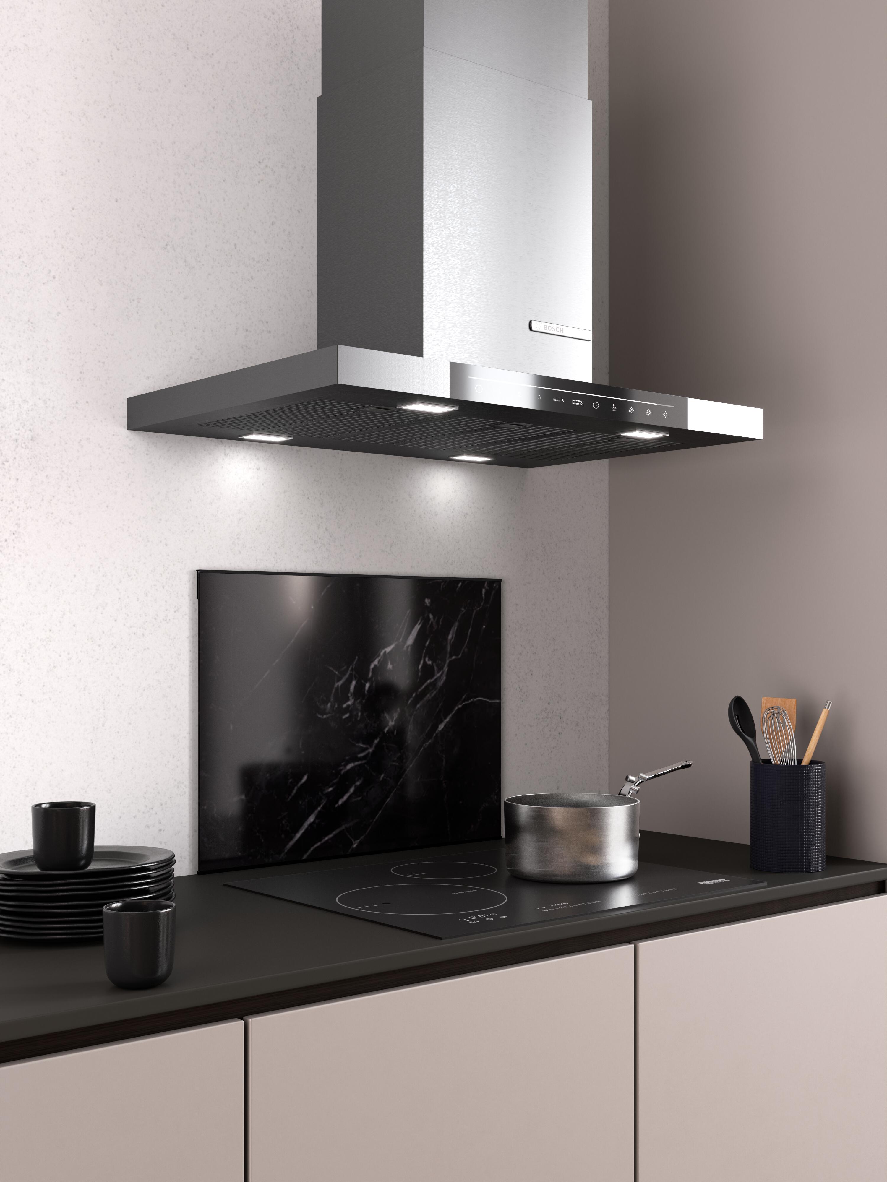 Kit profils fond de hotte verre 90 cm Noir - 2