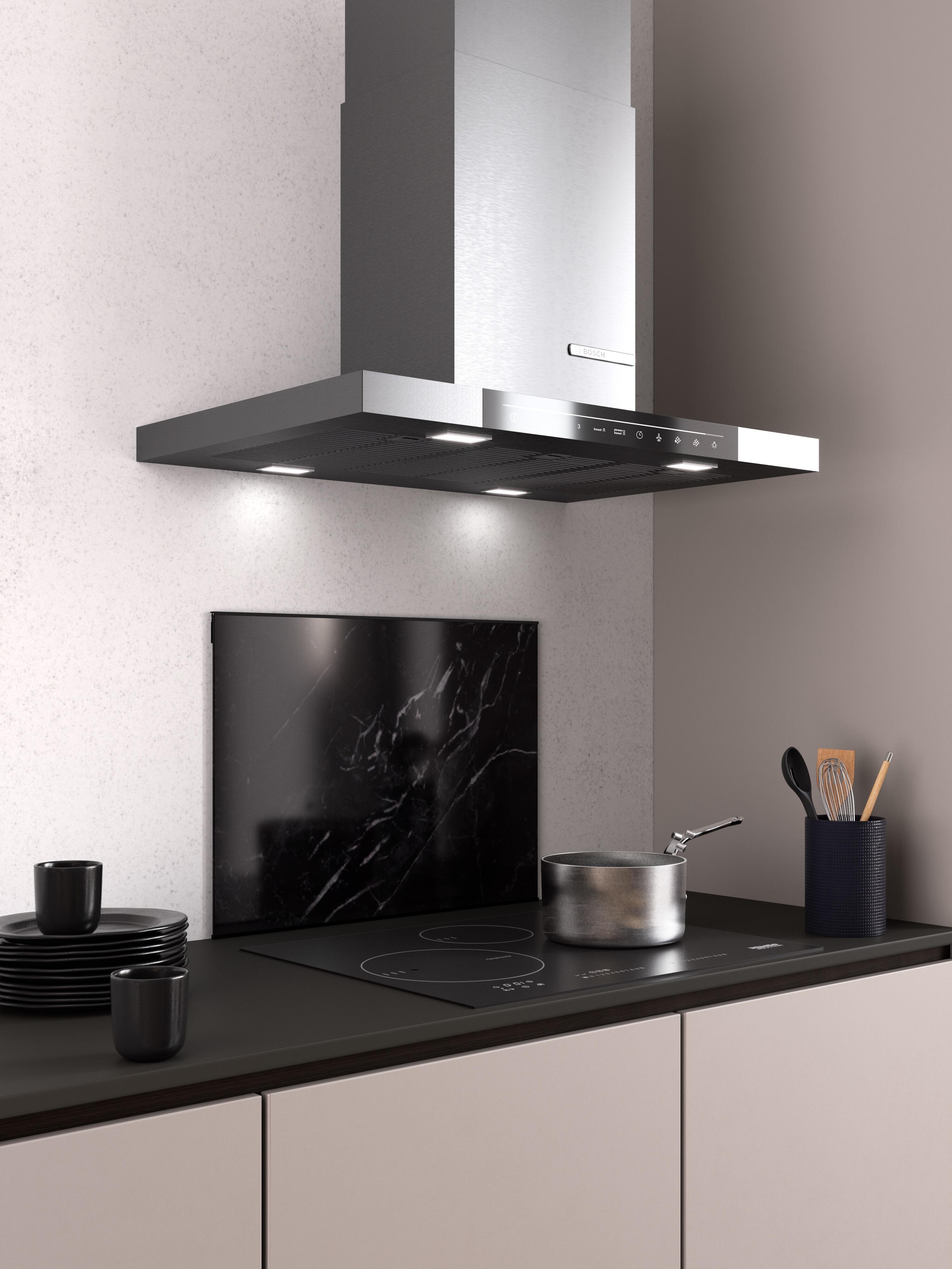 Kit profils fond de hotte verre L.60 cm Noir - 2