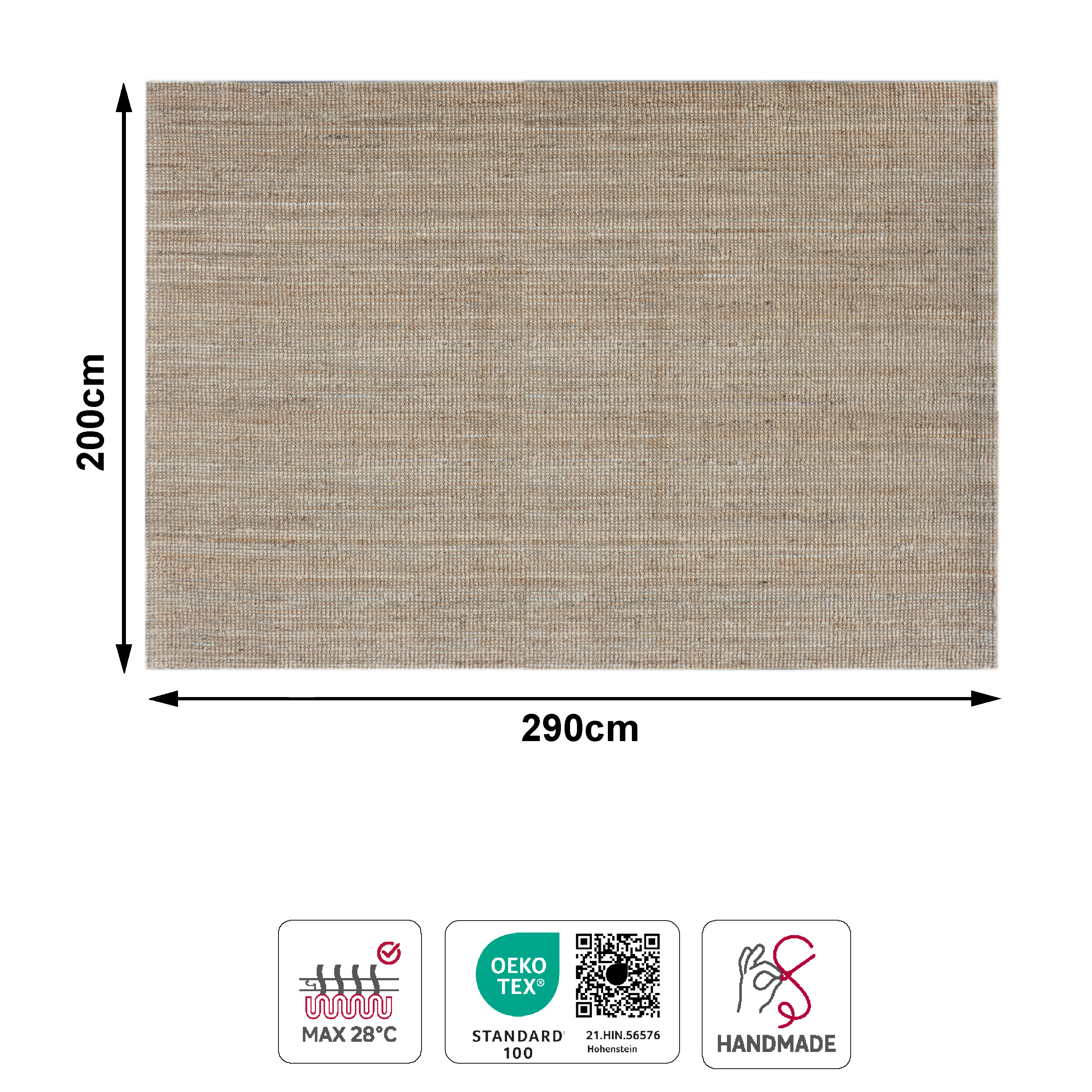 Alfombra yute Jalap 200x290cm tejido plano INSPIRE liso natural - 3