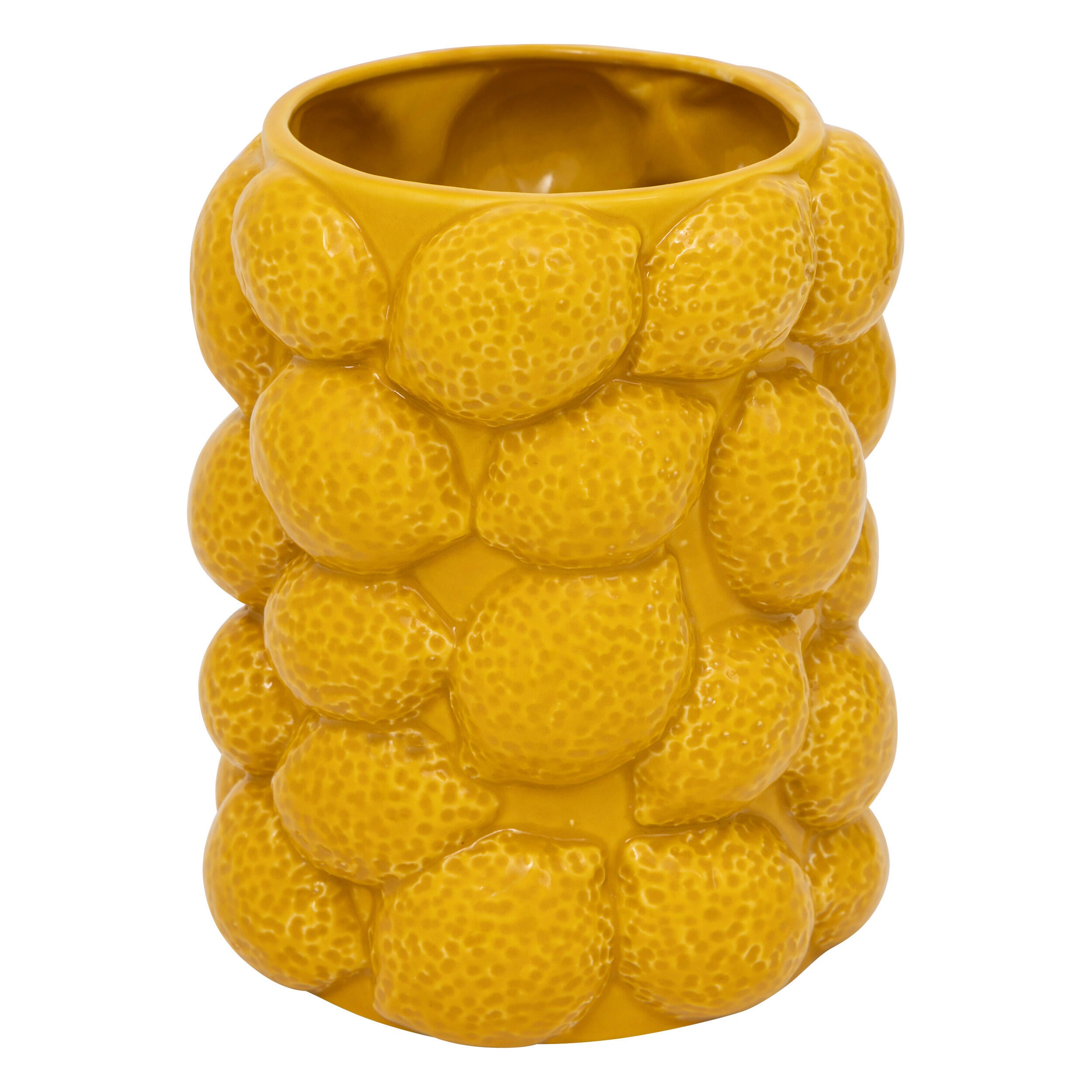 Vase décoratif céramique Citron, jaune / doré l.14 x H.18 cm, Diam.14 cm - 2
