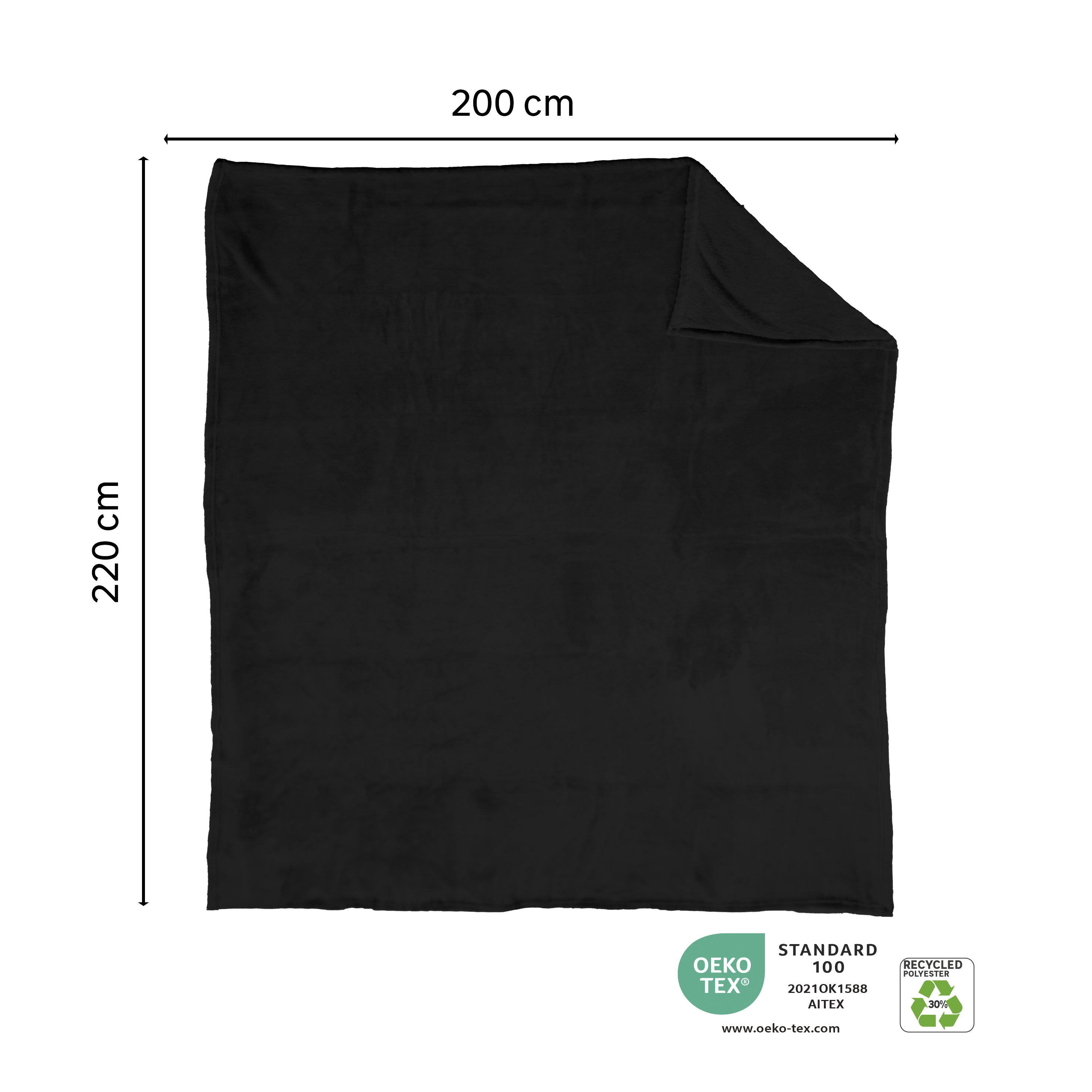 Coperta Kieran nero, 200x 220 cm - 3