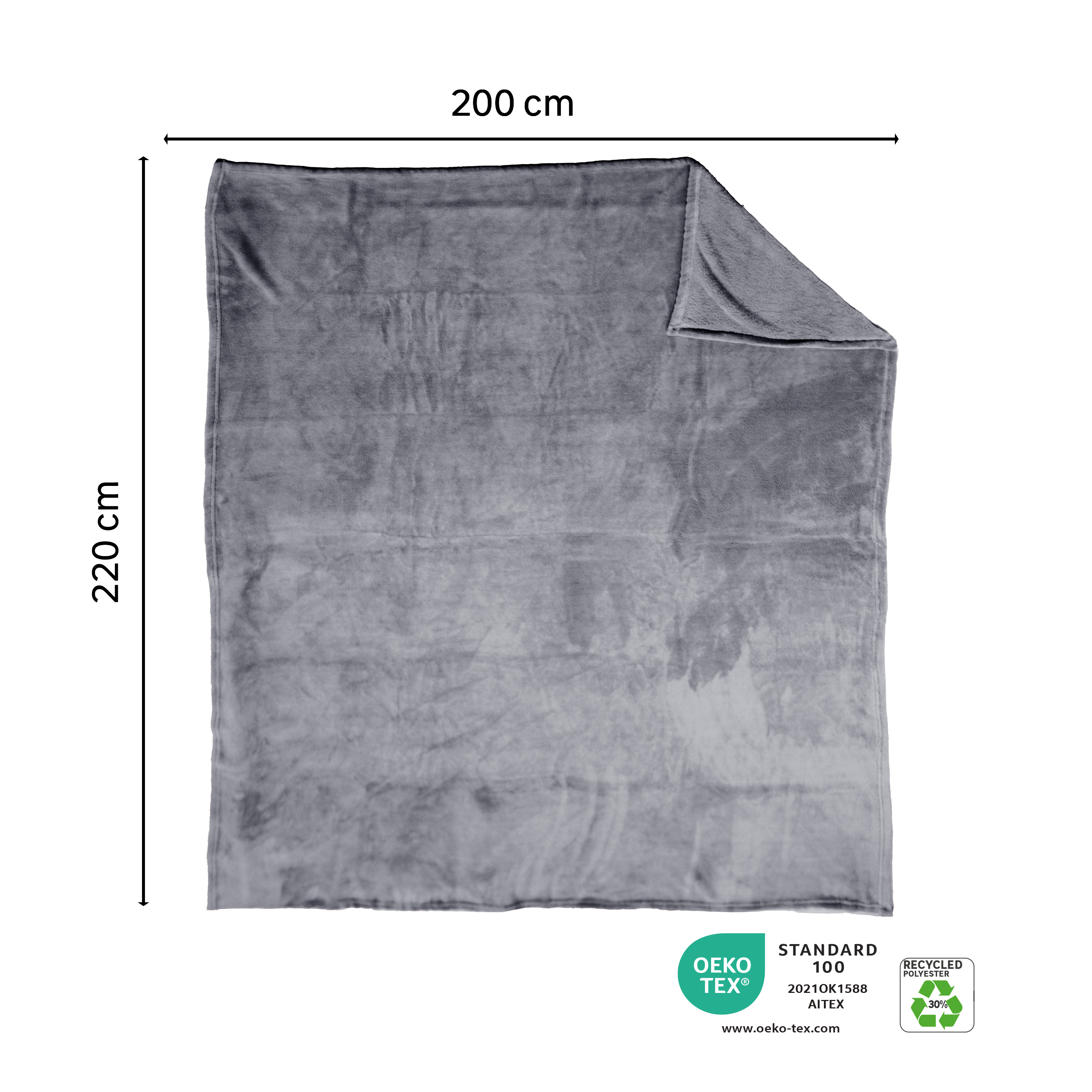Koc Kieran szary 200 x 220 cm Inspire - 4