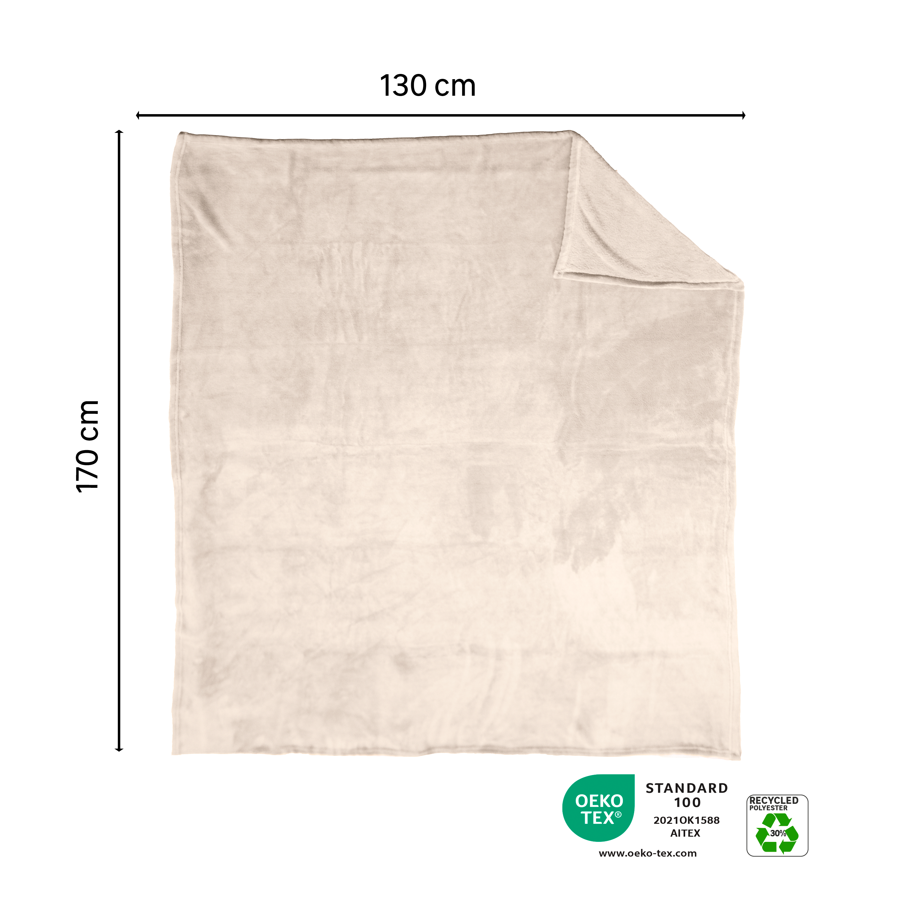 Plaid New kieran, beige l.130 x L.170 cm INSPIRE - 3