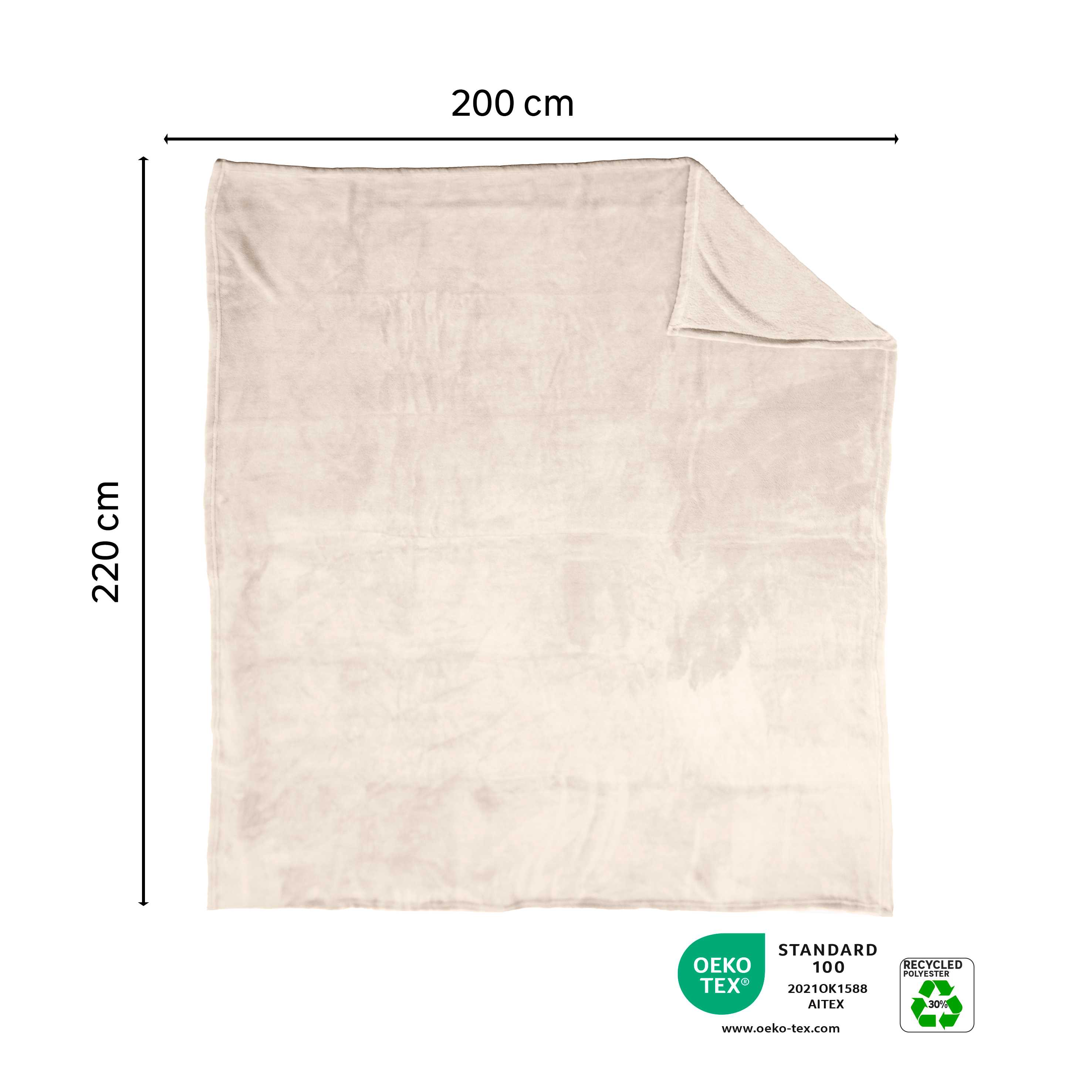 Plaid New kieran, beige l.200 x L.220 cm INSPIRE - 3