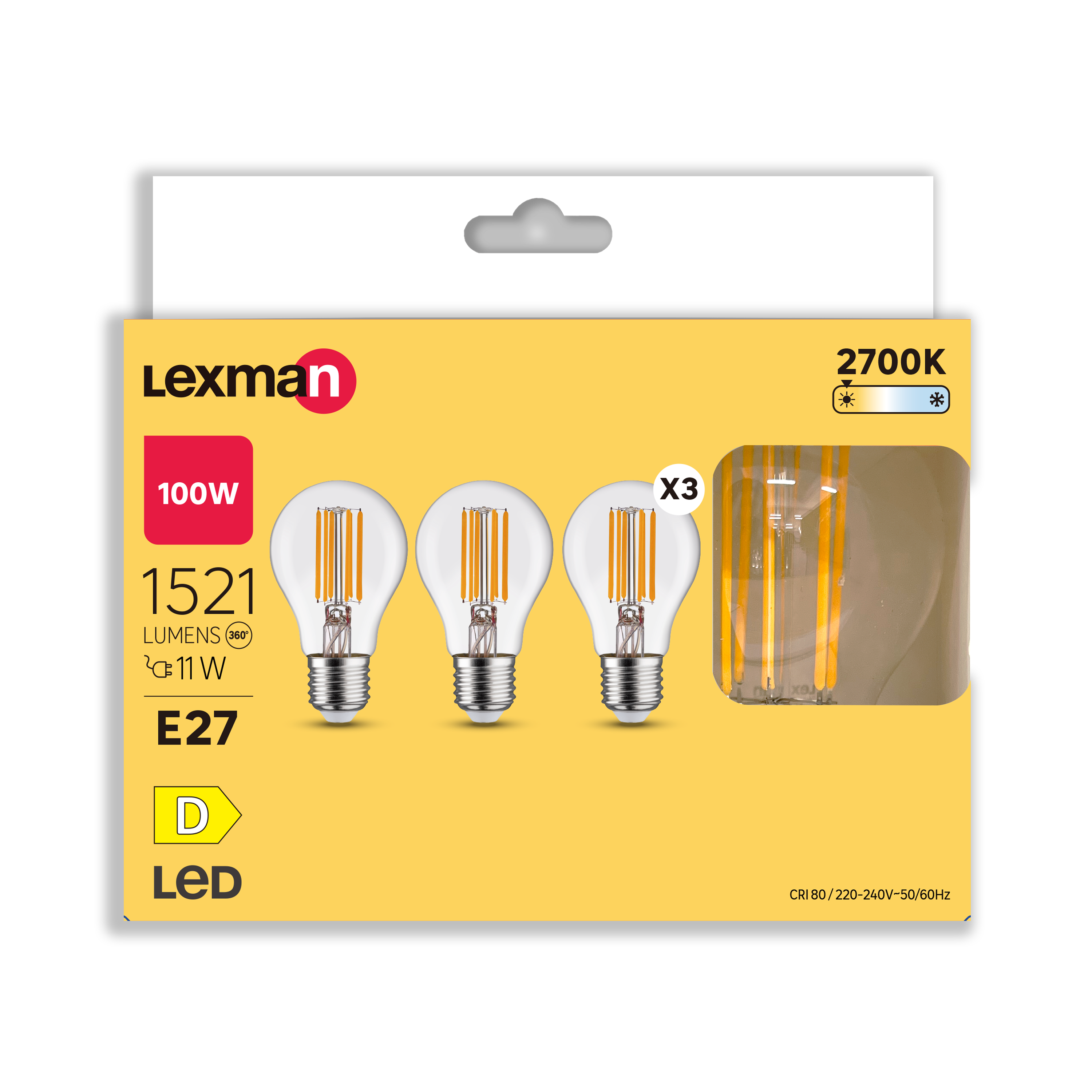 Pack 3 lâmpadas filamento A60 1521lm 2700K Lexman - 6