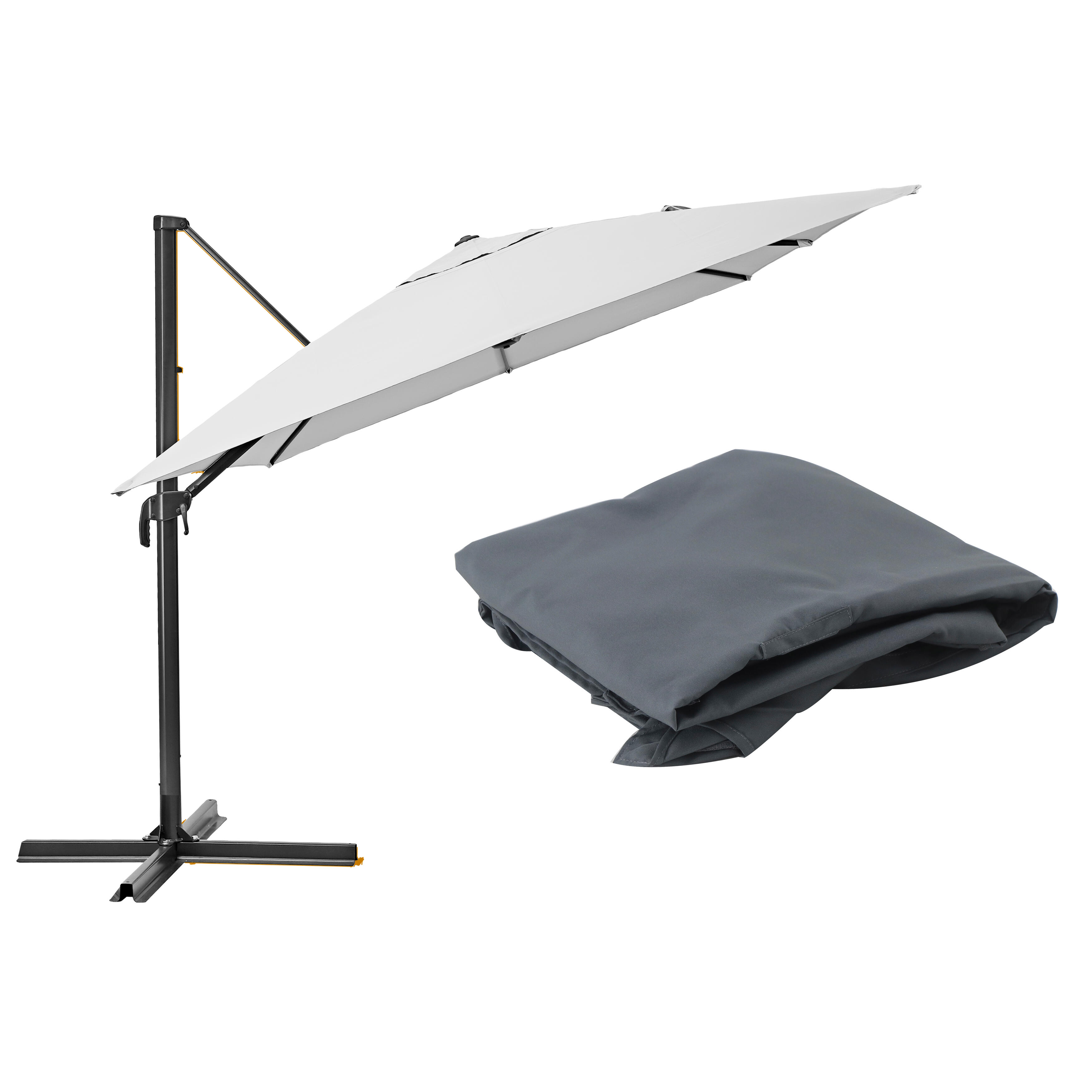 parasol rectangular de aluminio acero naterial blanco 386x281 cm