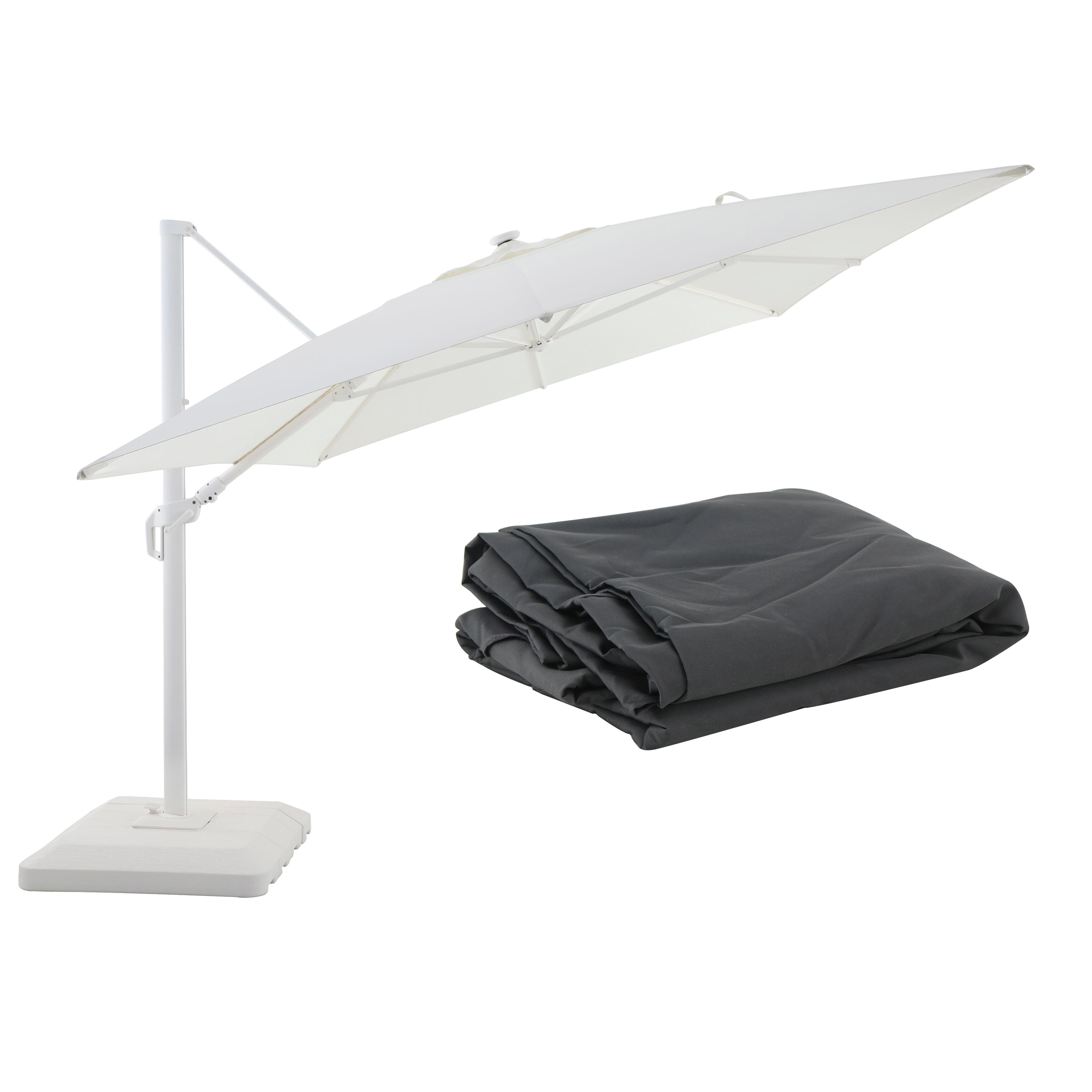 pack de parasol sonled 290 x 290 cm blanco  toldo de repuesto antracita