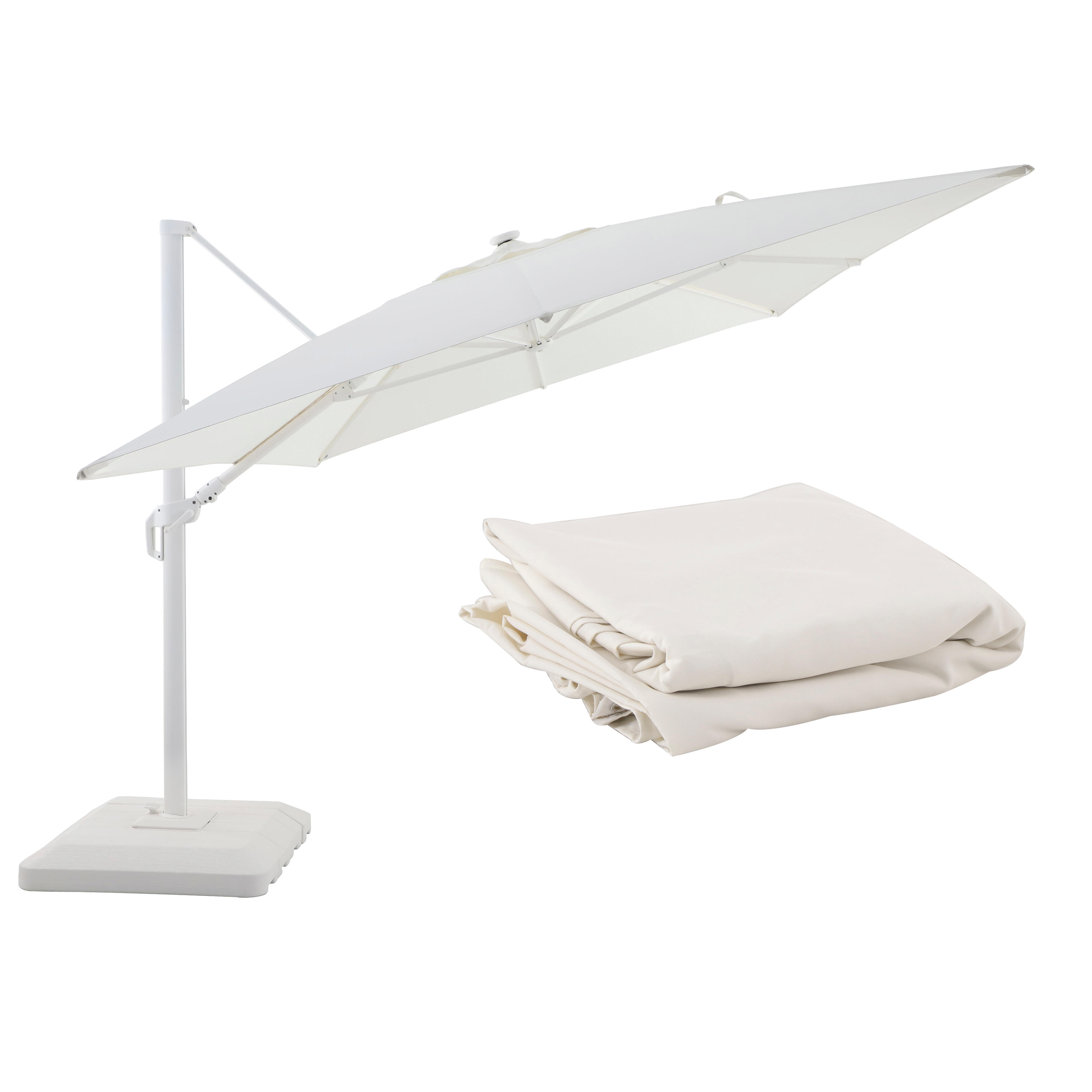 pack de parasol sonled 290 x 290 cm blanco toldo de repuesto cromado