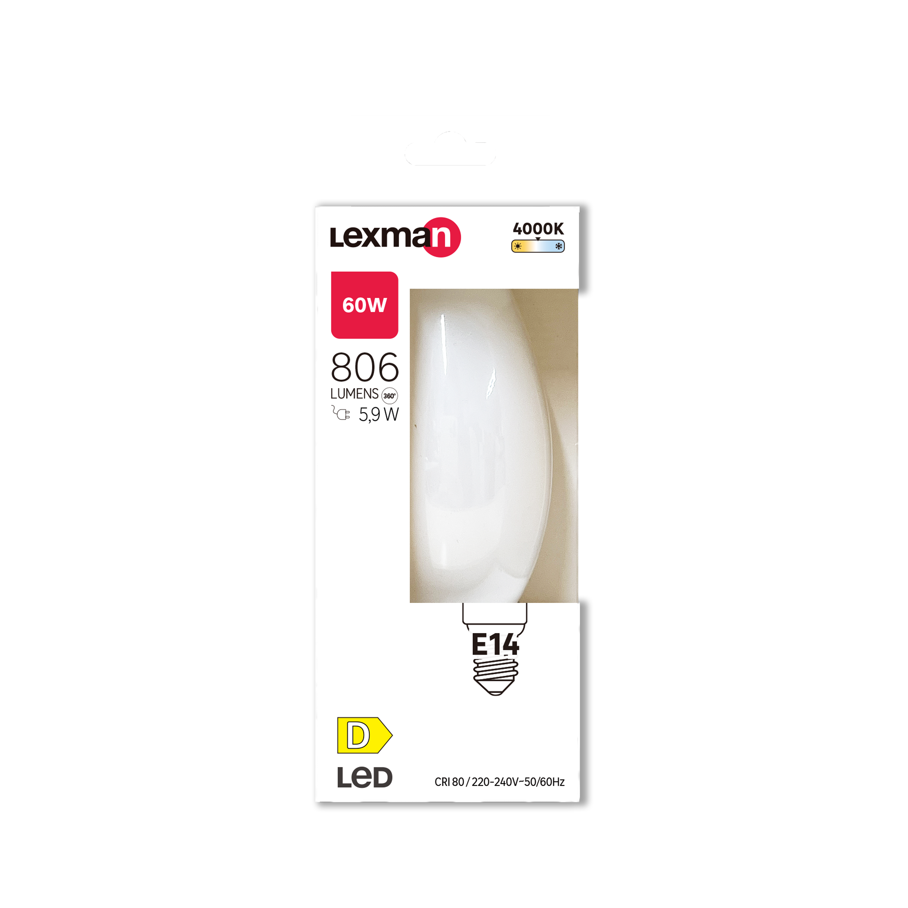 Ampoule led à filament, flamme E14, 806lm = 60W, blanc neutre, LEXMAN - 4