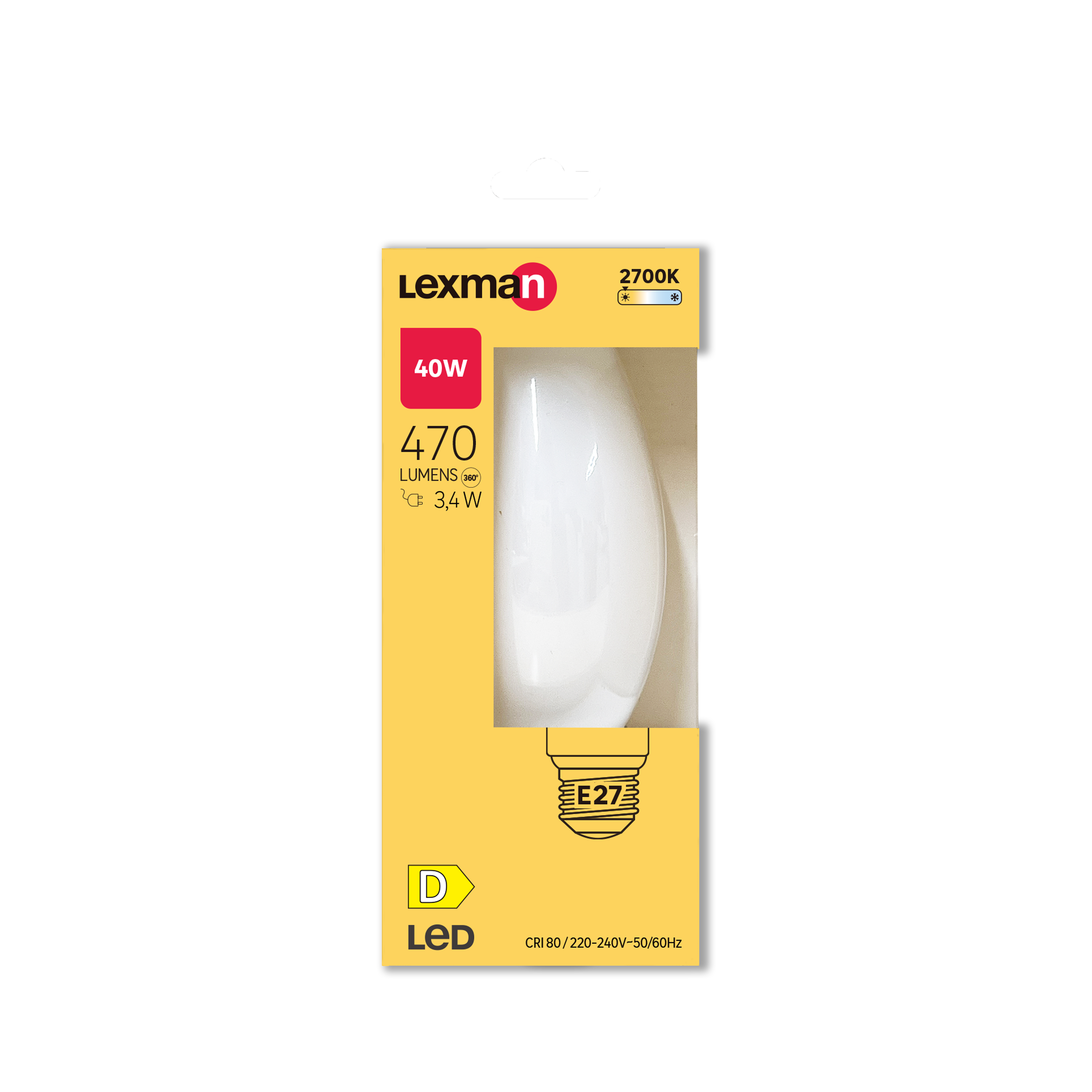 Bombilla LED filamento E27 vela opaco 3.4W 470 lm blanco cálido - 3