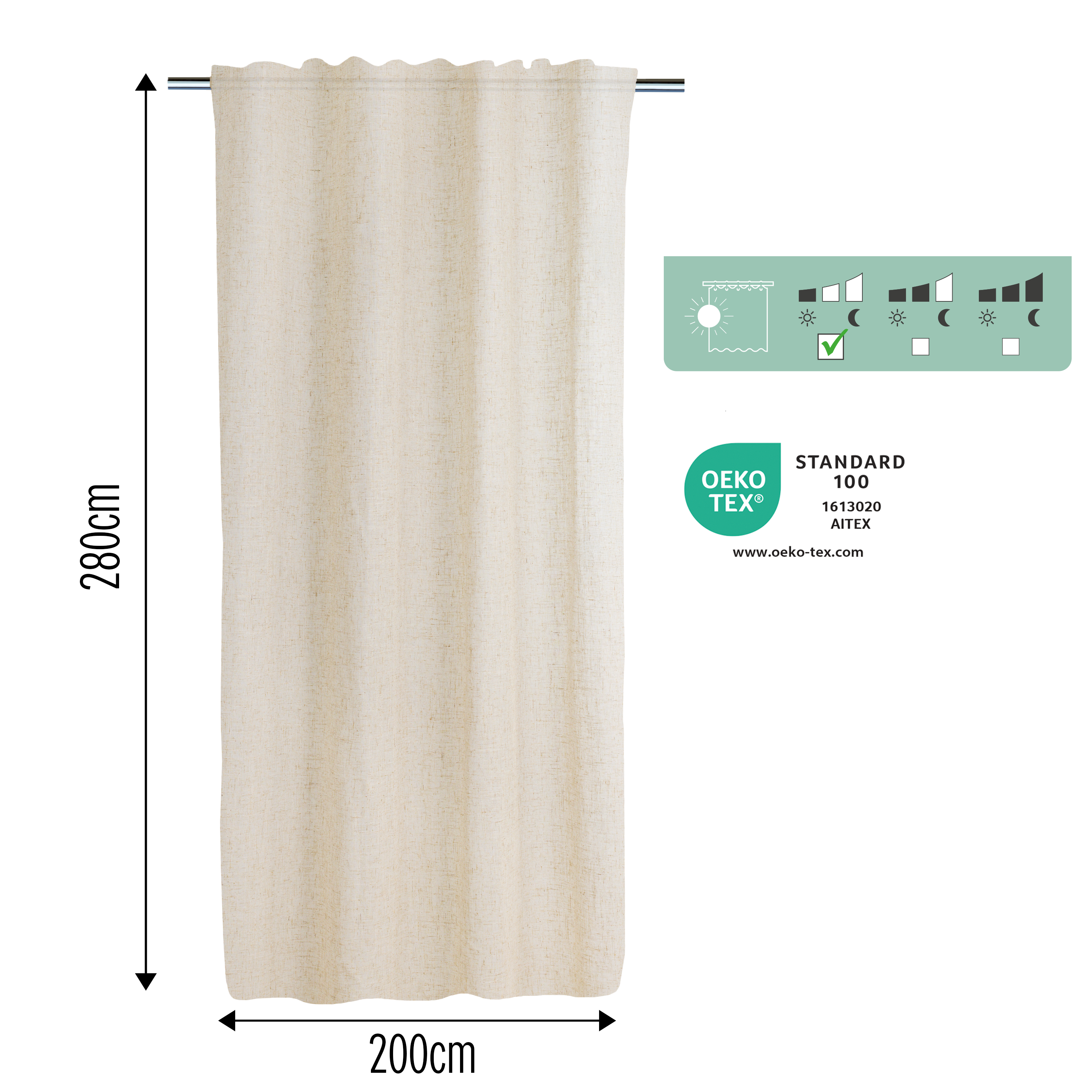 Cortinado fita e/ou presilha Teo 200x280cm natural Inspire - 7