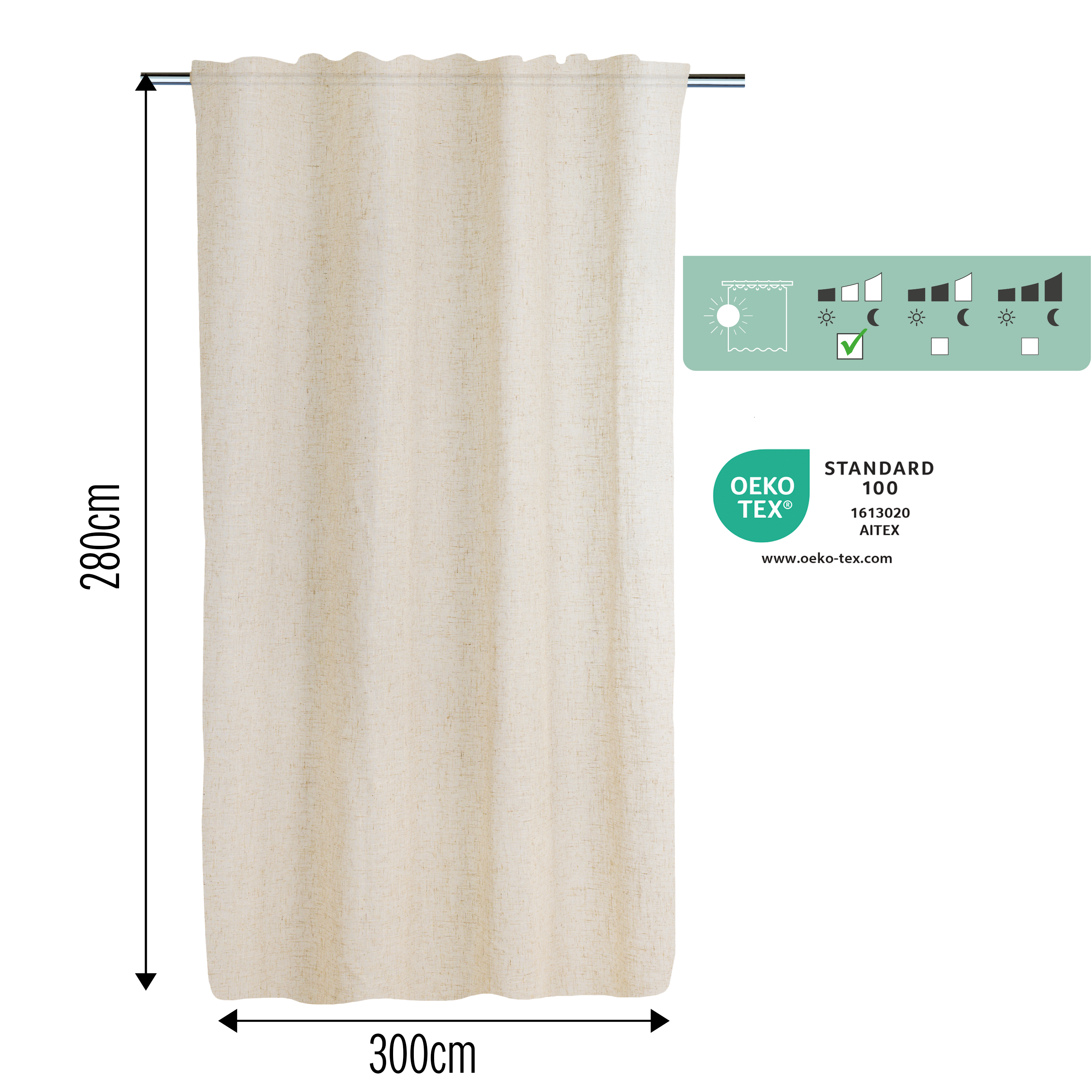 Visillo  cinta frunce, trabilla oculta New Teo  INSPIRE  beige natural de 300x280cm - 2