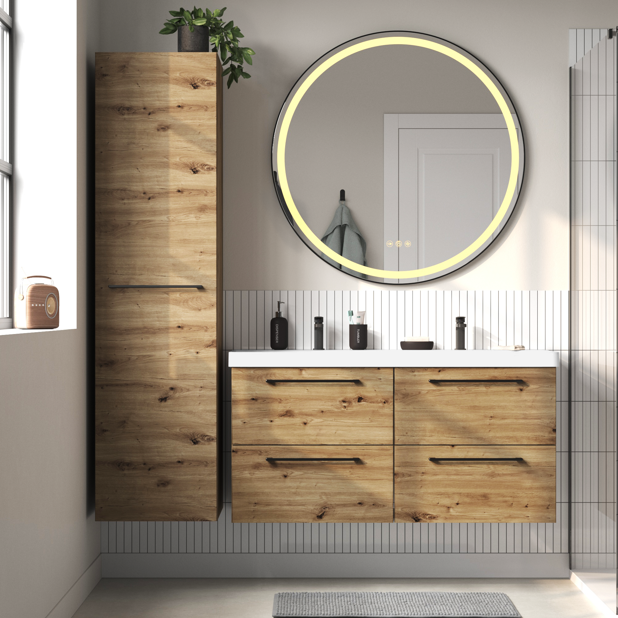 Colonne 1p l.45 x H.173 x P.47.8 cm effet chêne miel Remix - 6