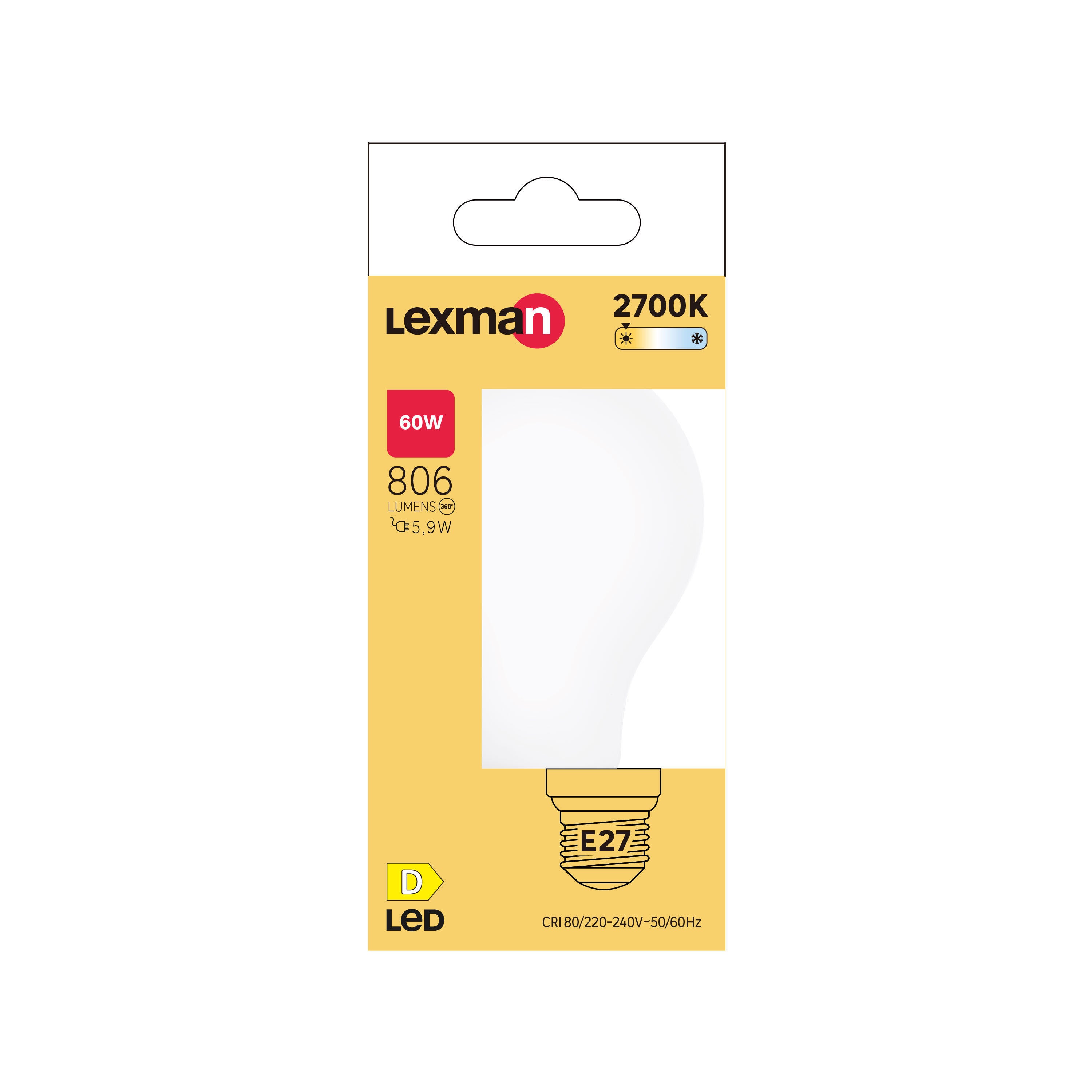 Ampoule led,  E27, 806lm = 60W, blanc chaud, LEXMAN - 4