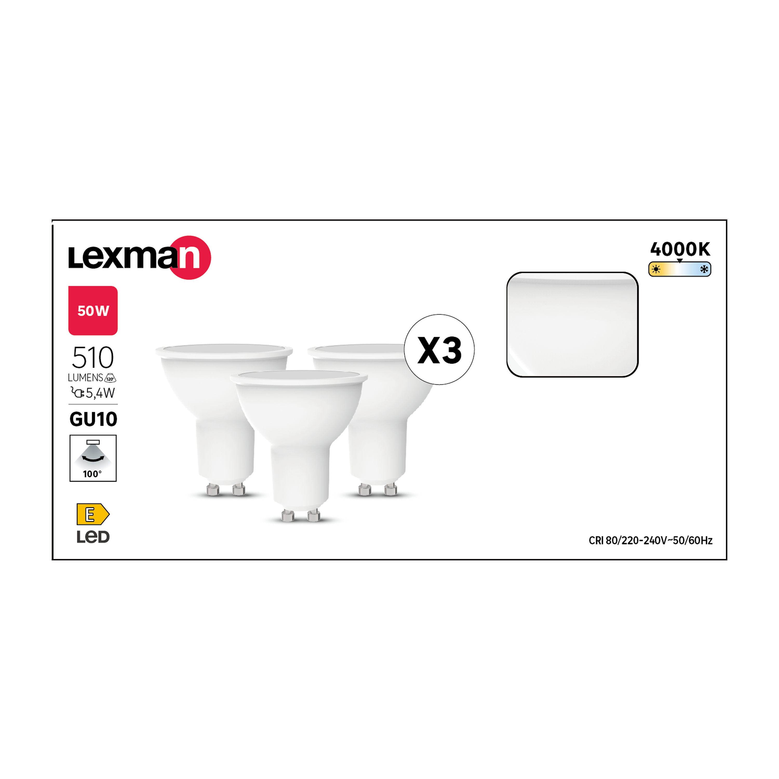 Pack 3 Lâmpada LED FROST GU10 510 lm 4000 k - 6