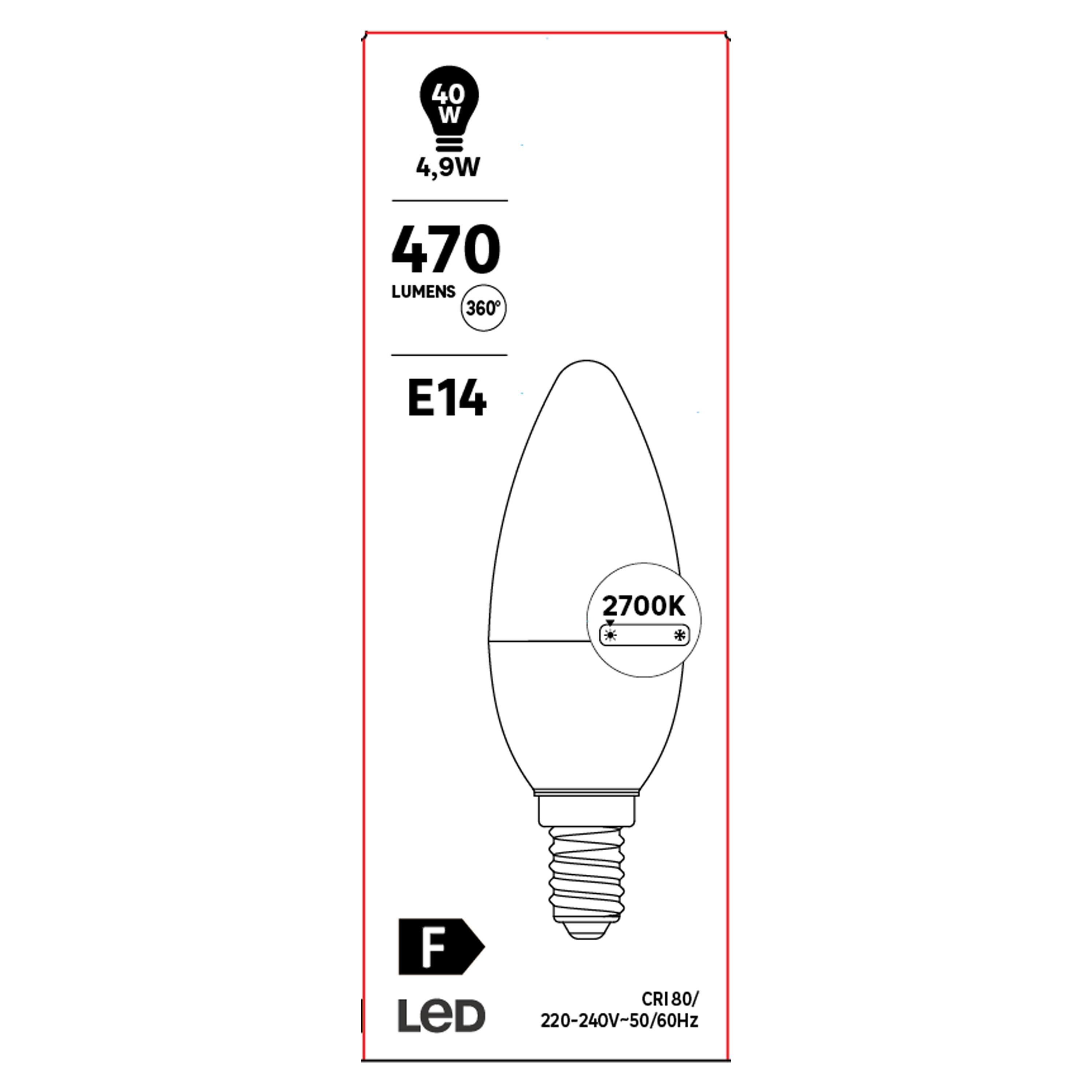 Lâmpada LED C35 E14 470 lm 2700 k 15000H - 7