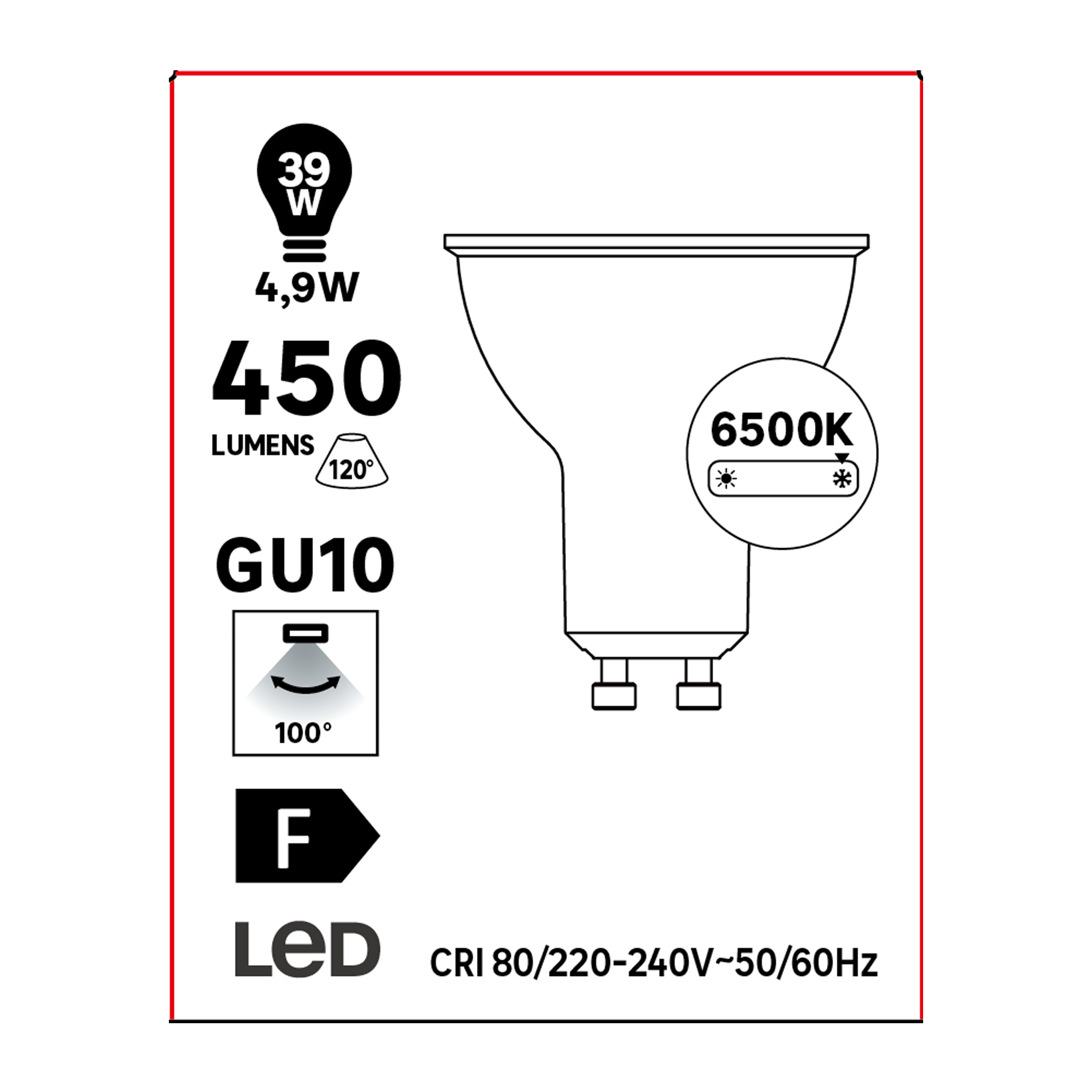 Lâmpada LED GU10 100D 450 lm 6500 k 15000H - 7