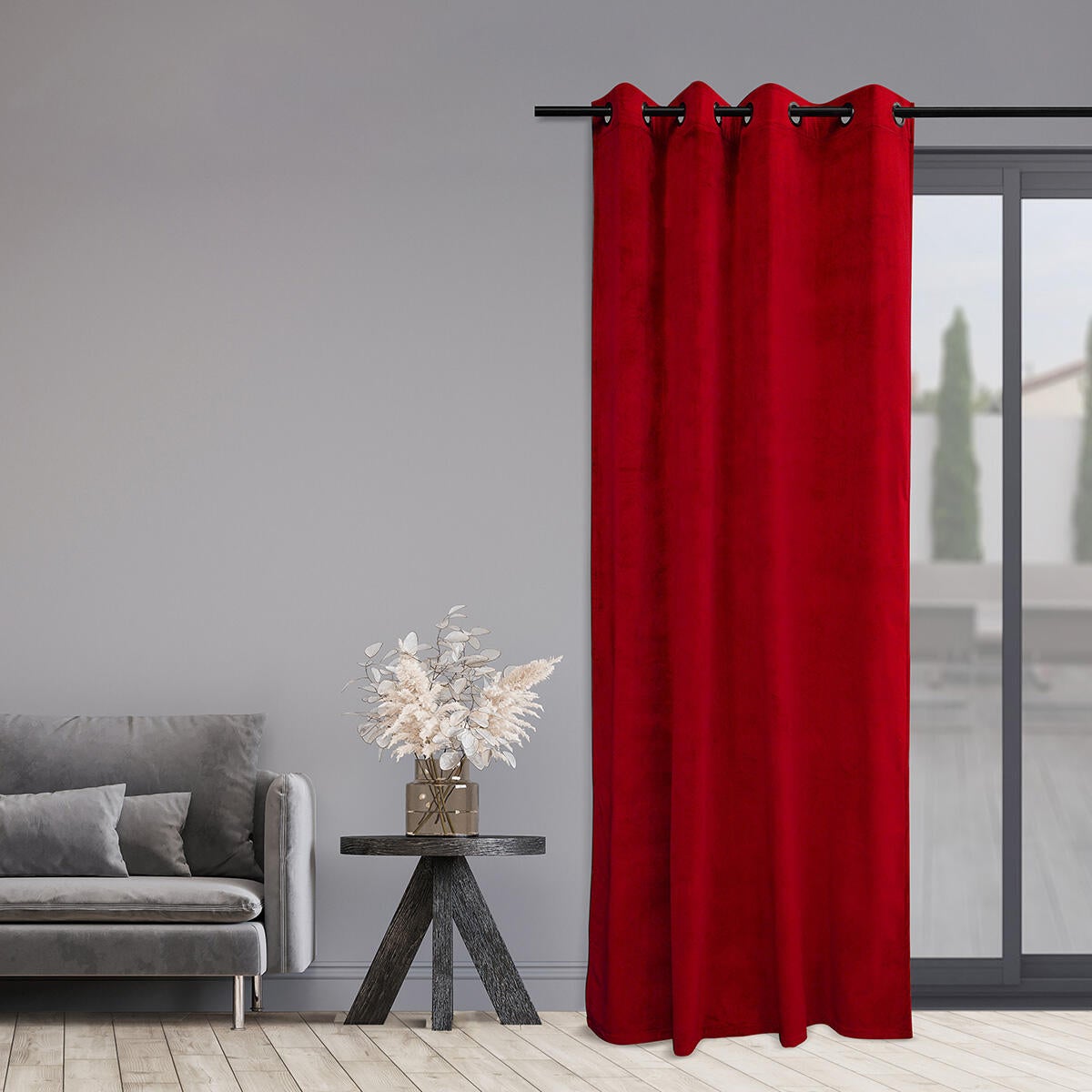 Tenda Suedine rosso, occhiello 140x280 cm - 2