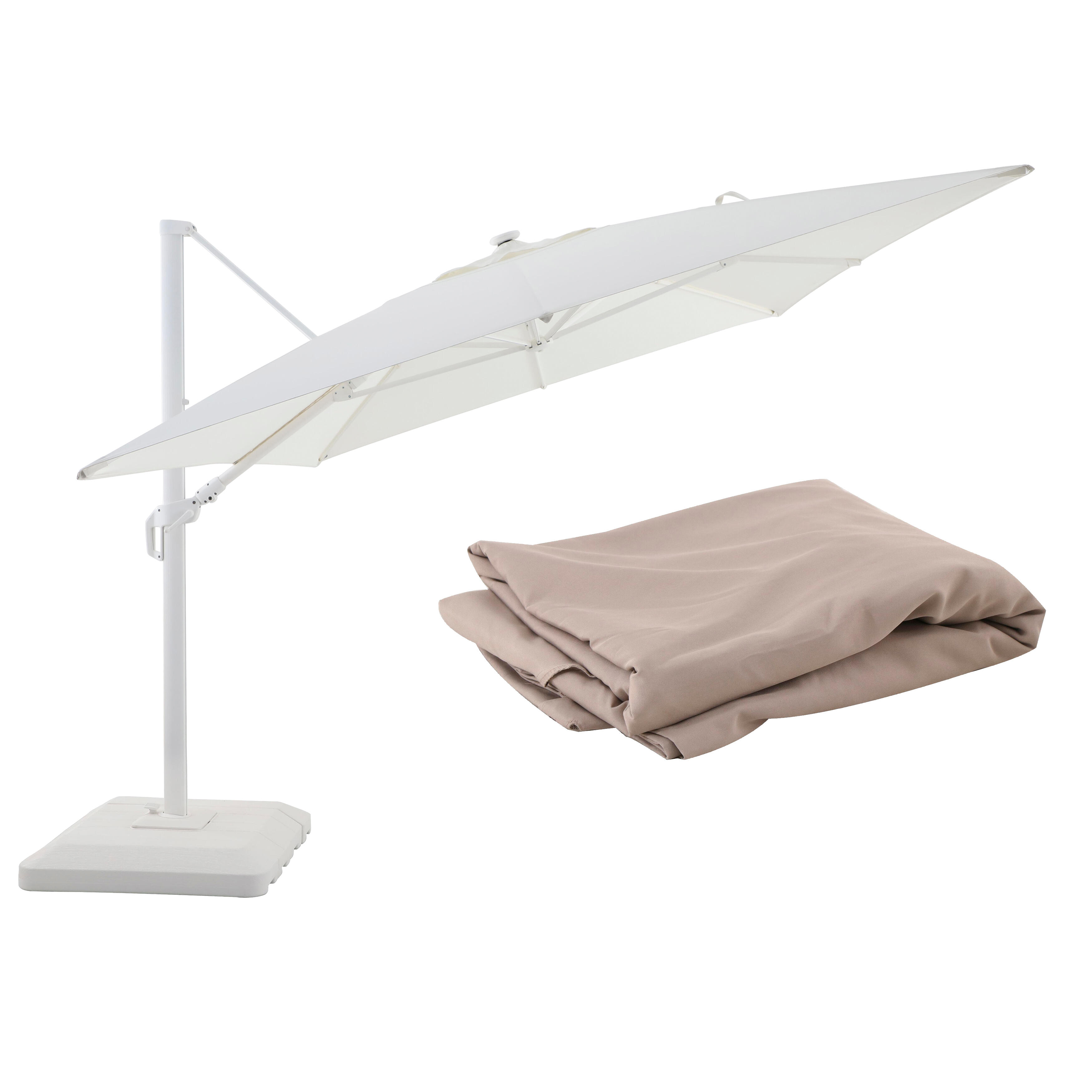 parasol rectangular de aluminio naterial blanco x cm