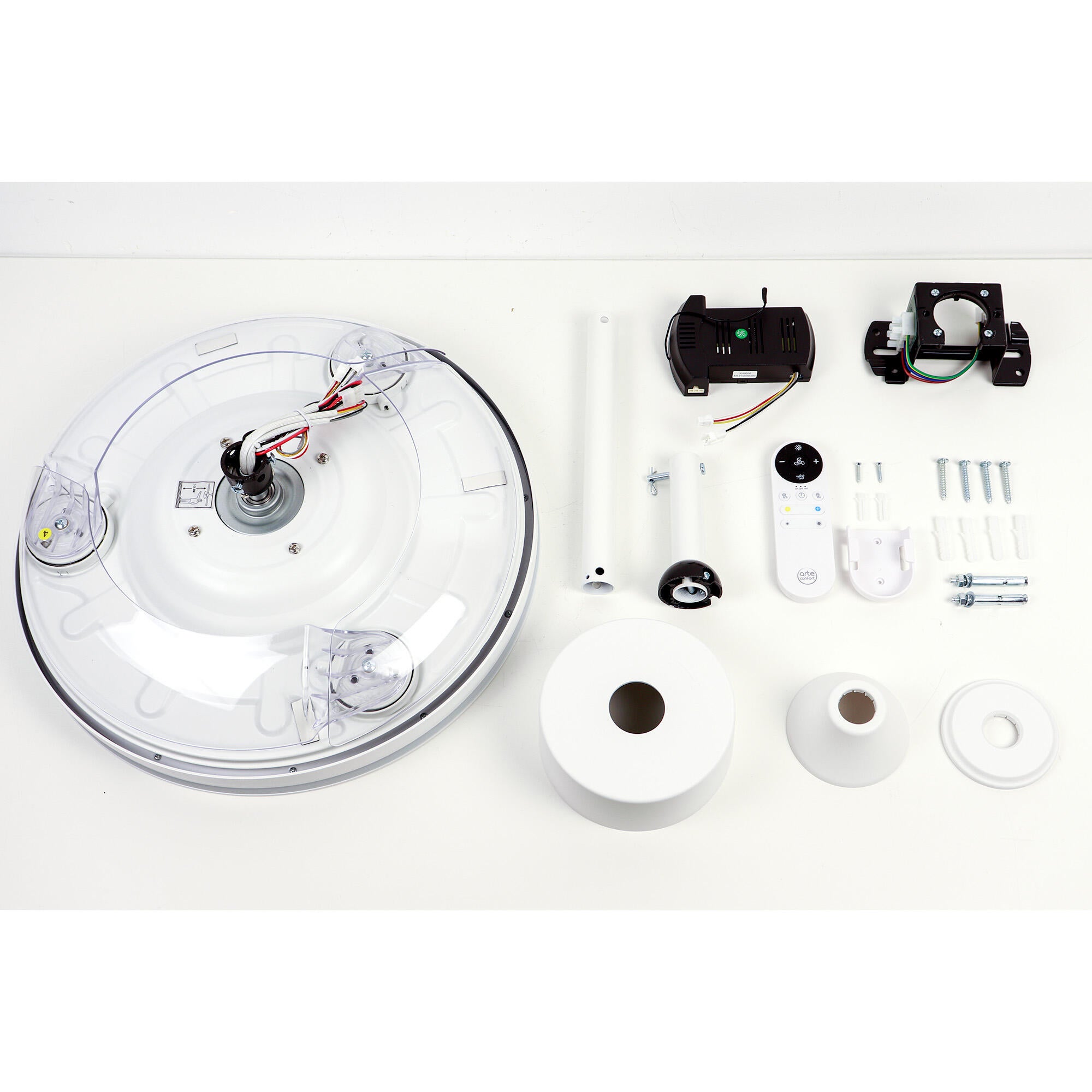 Ventilador de techo con luz silencioso DC 30W con mando ø91 cm Acan S ARTE CONFORT blanco luz CCT 3 aspas| 6 velocidades| modo verano/invierno| temporizador| brisa| recomendado para <13m² - 12