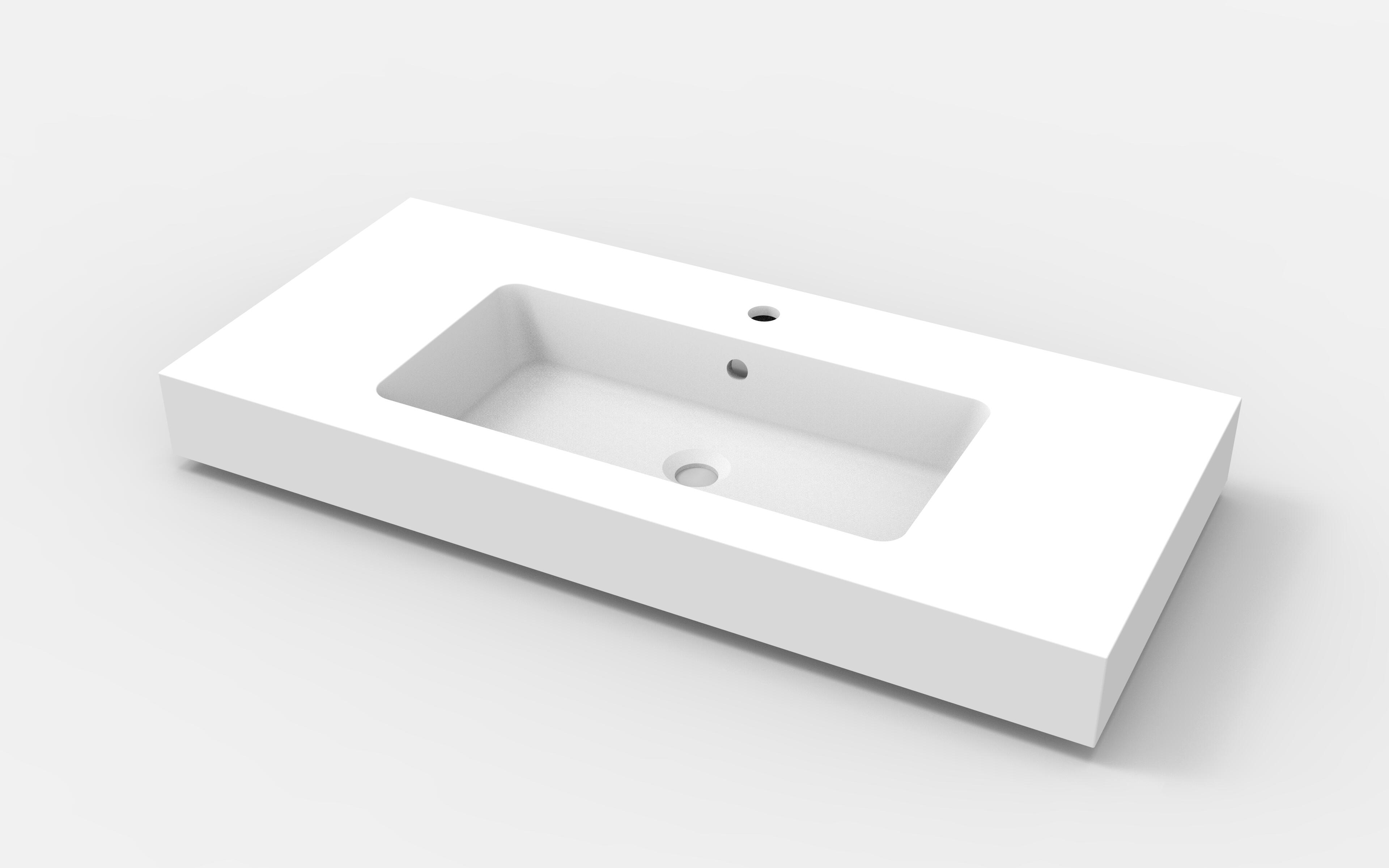 Lavabo suspendido solid vegas blanco mate 100.5x12x46 cm
