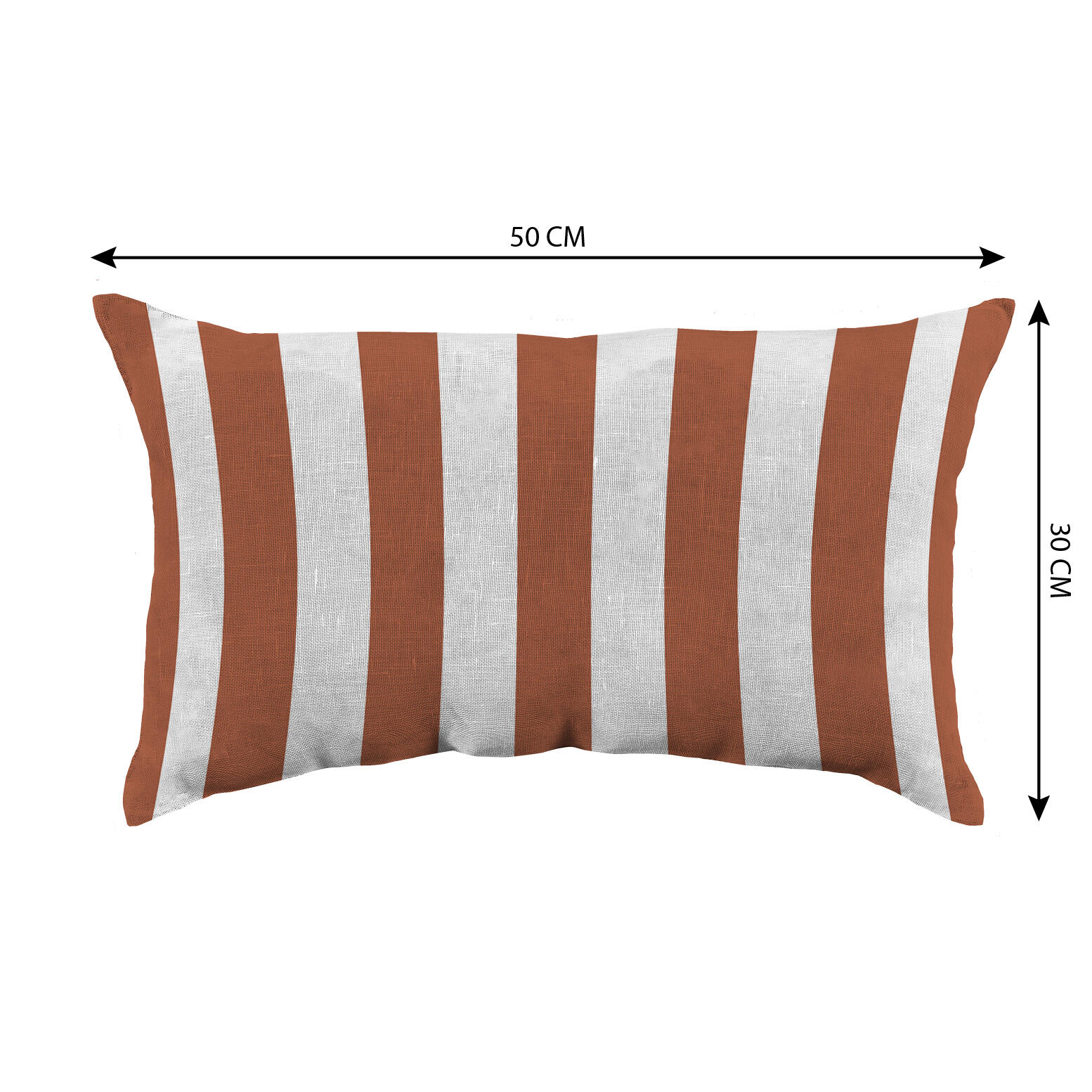 Cojín decorativo rectangular Tablas rayas algodón naranja y beige doble cara 30x50cm - 2
