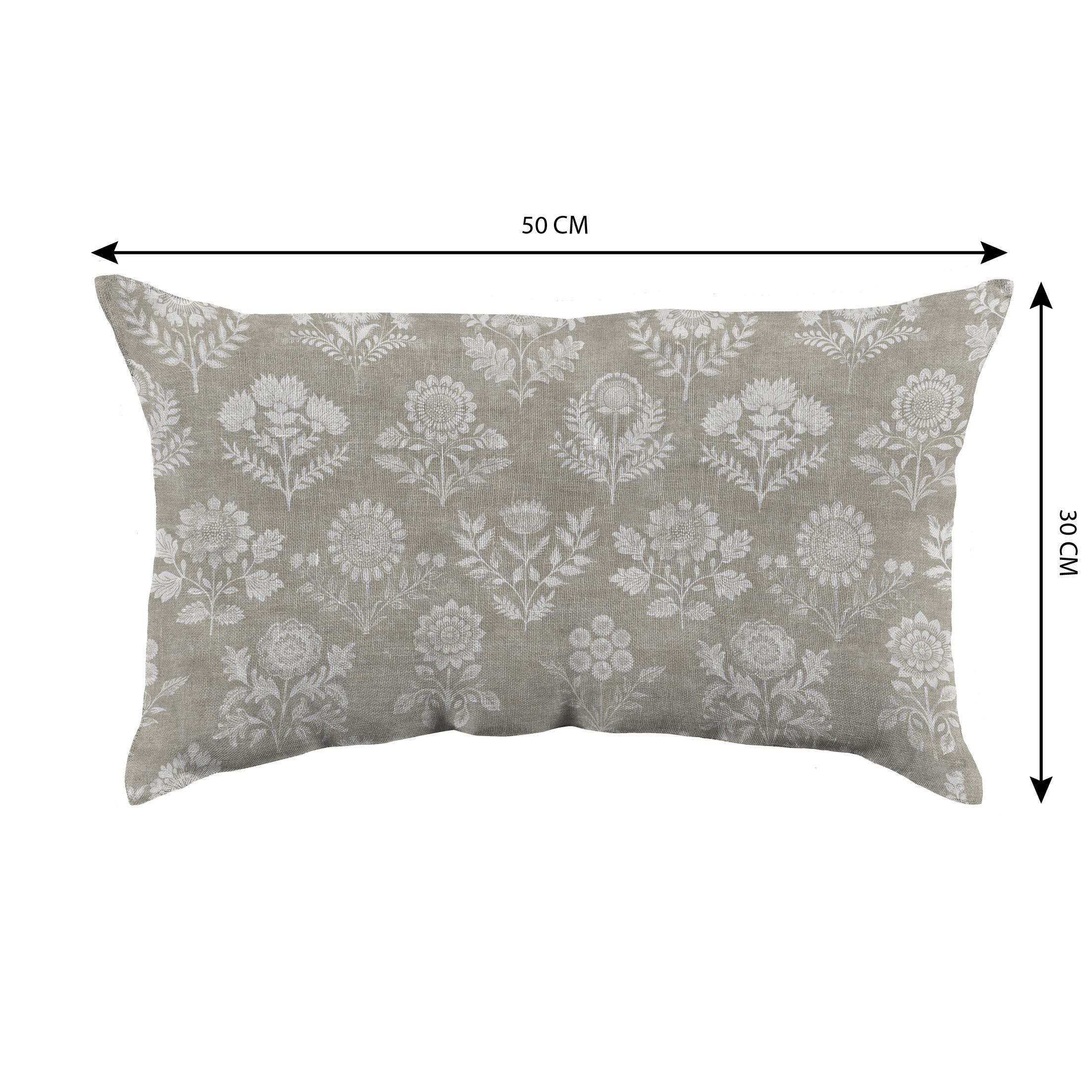 Cojín decorativo rectangular Salvia flor algodón beige doble cara 30x50cm - 2