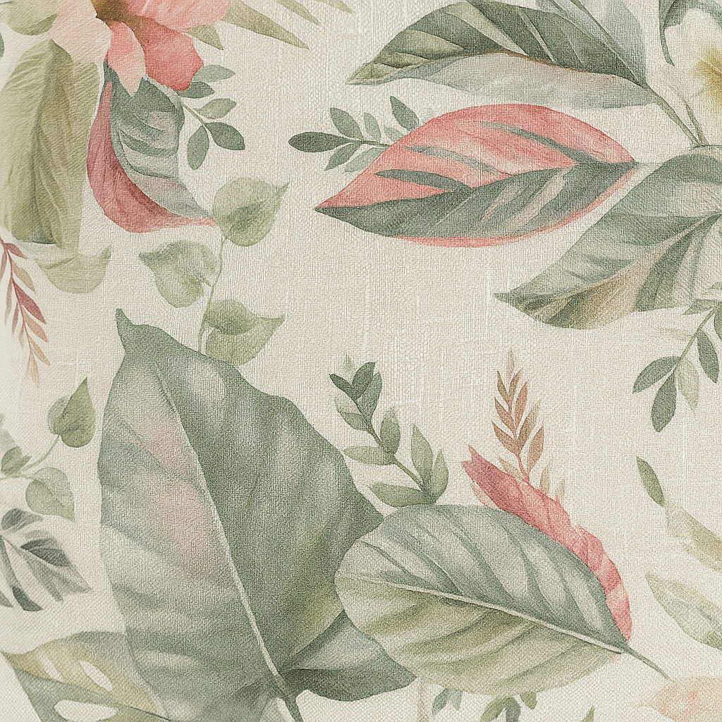 Cortina ollaos Nuanea algodón de 140x170cm flor verdes, rosados, ocres, fondo crema. Incluye cinta termoadhesiva - 4