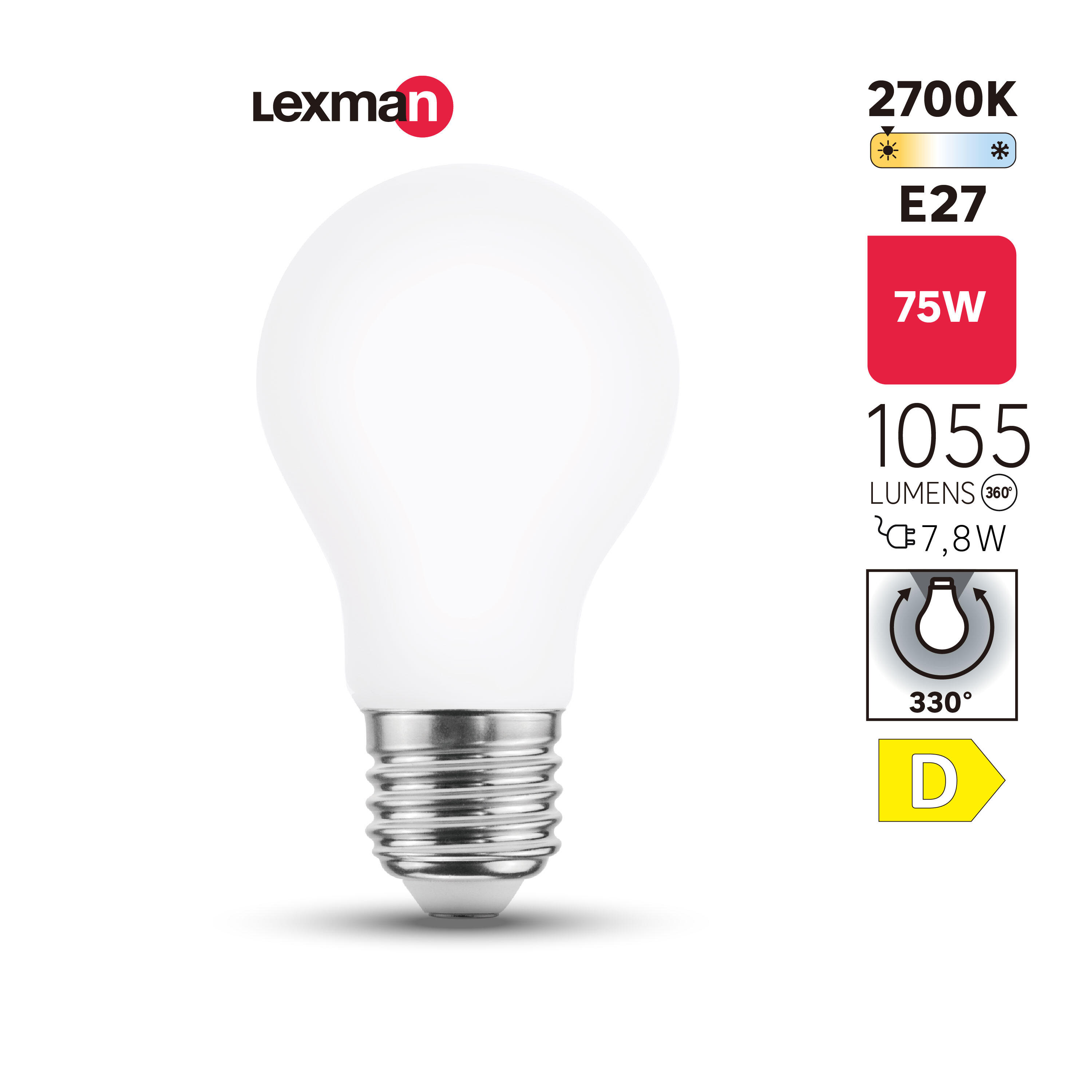 Żarówka E27 2700K 1055 lm 7.8W LEXMAN - 2