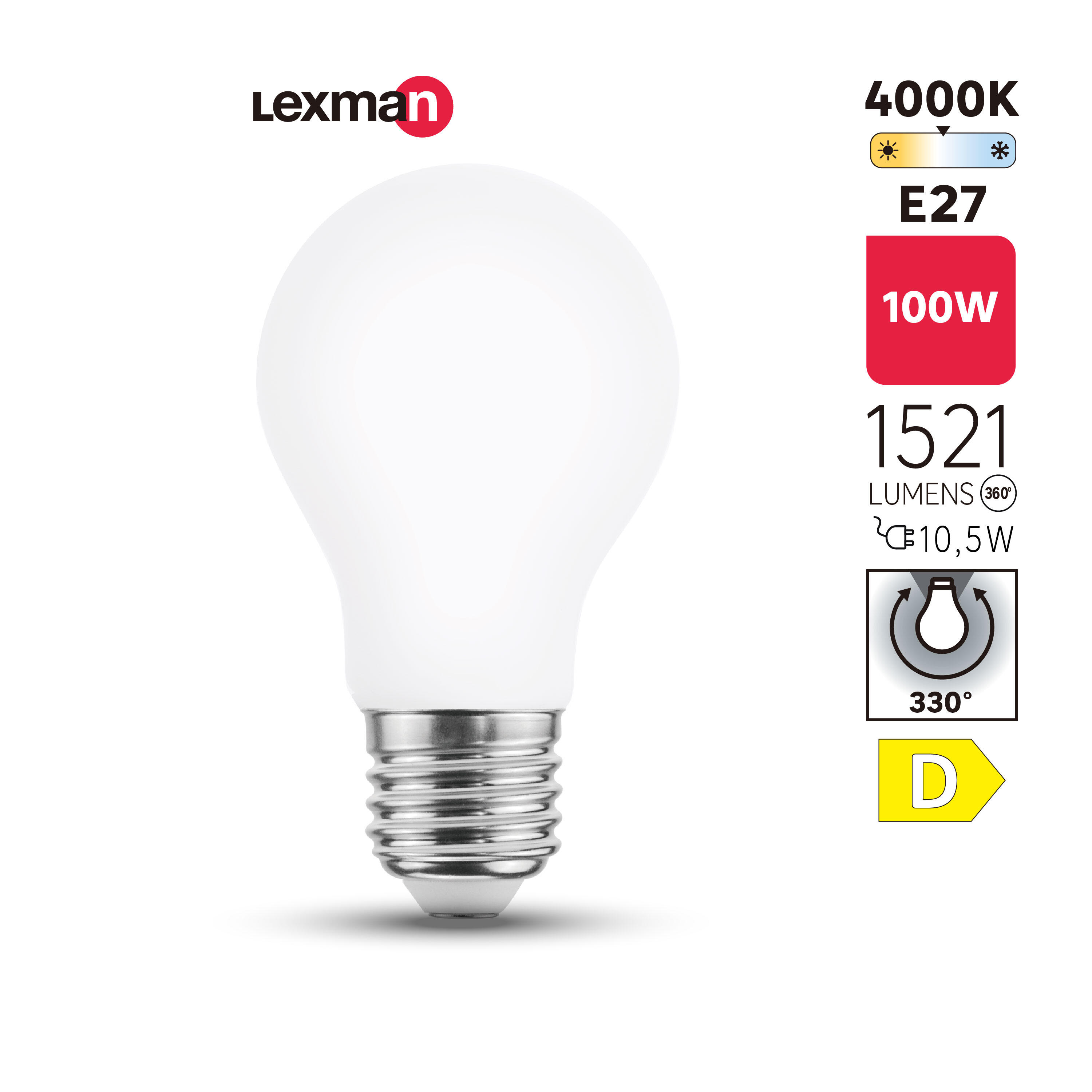 Bombilla LED E27 deslustrado 10.5W 1521 lm blanco neutro - 4