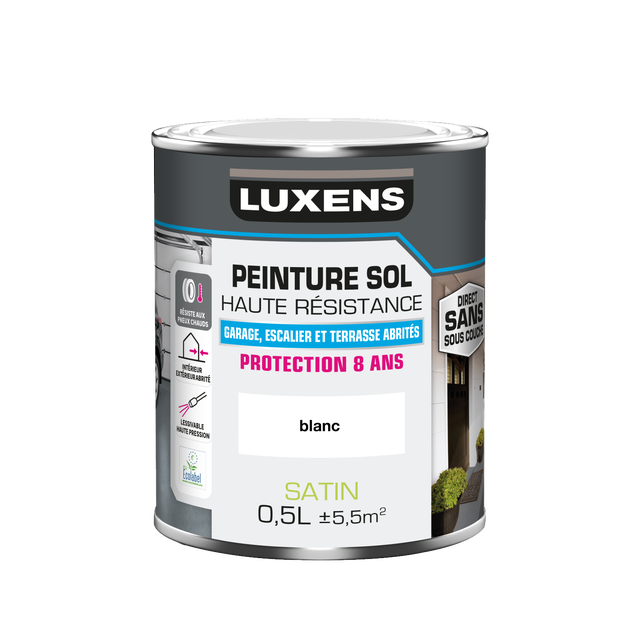 Peinture sol Haute résistance LUXENS, blanc satiné, 0.5 l
