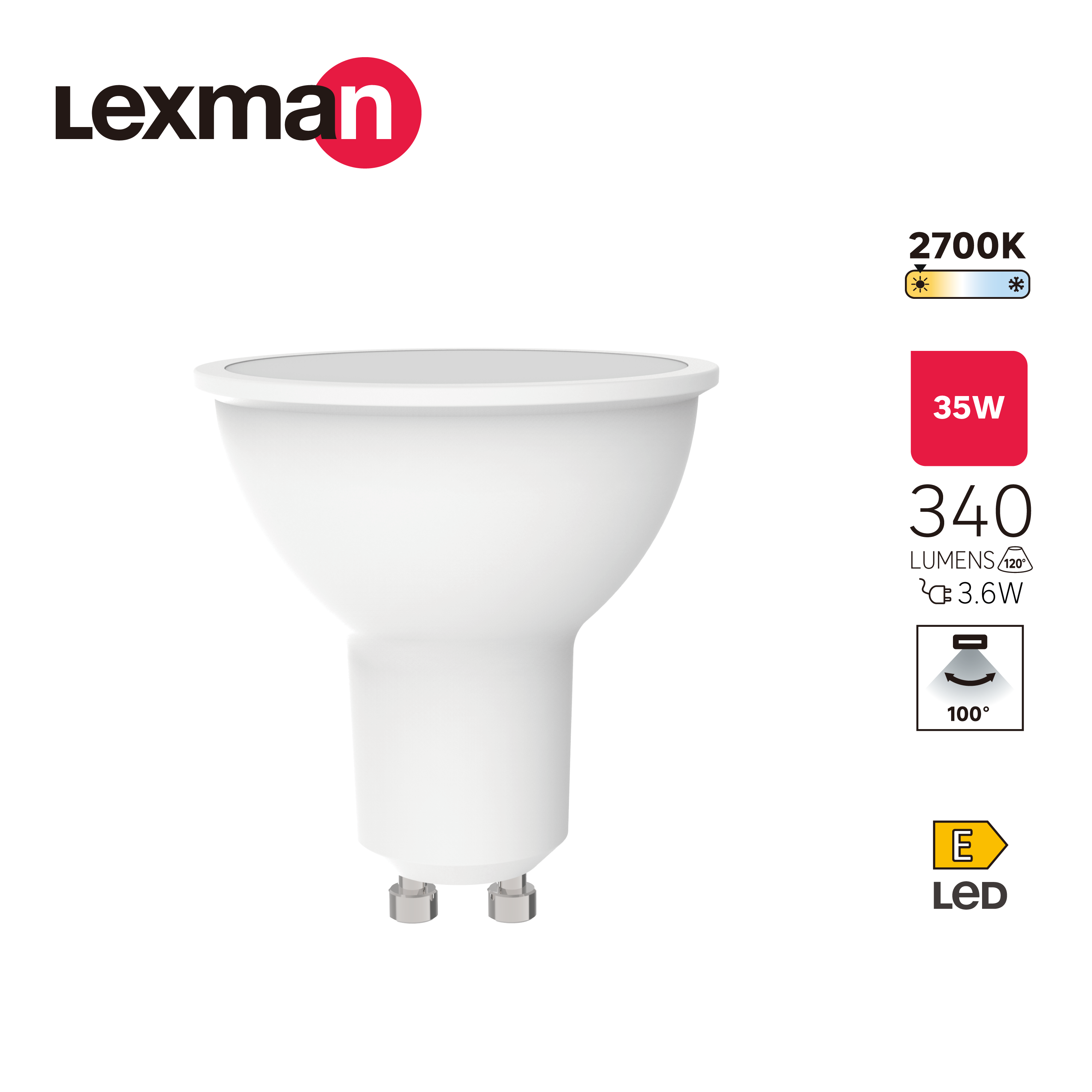 Lâmpada led decorativa GU10 340 lm 2700k CB Lexman - 5