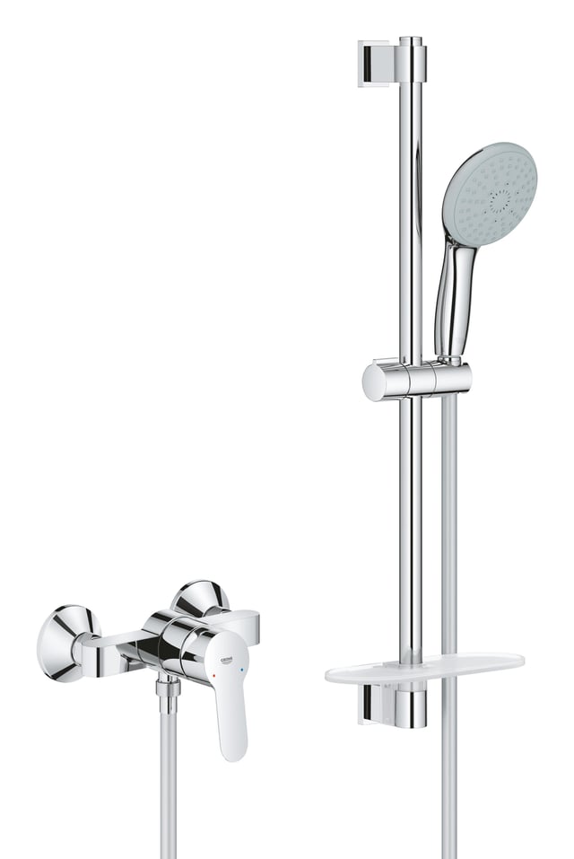 Ensemble de douche avec mitigeur chrome, GROHE, combibarre Clova méca - QuickFix