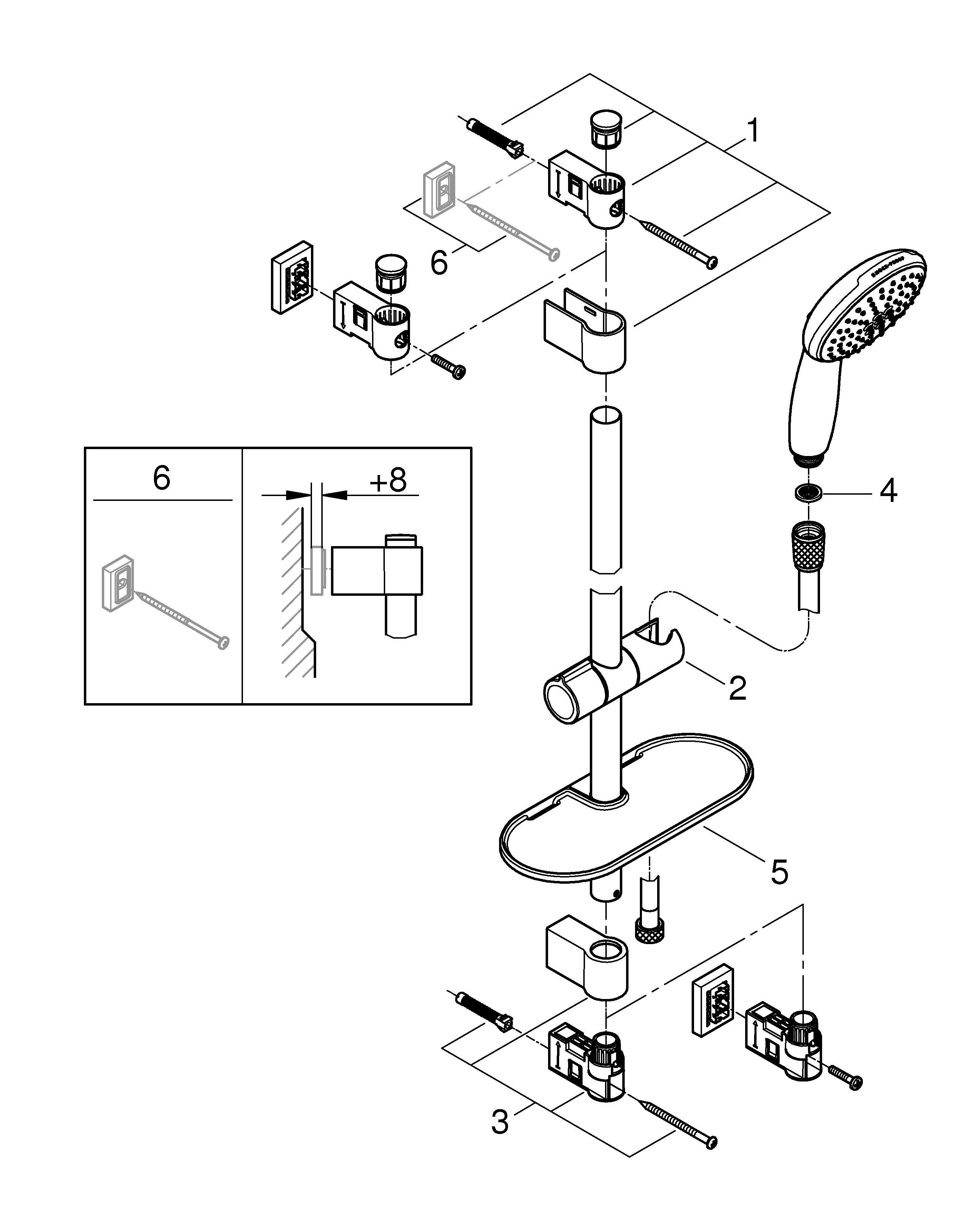 Ensemble barre de douche et robinet mécanique Clova quickfix GROHE - 6