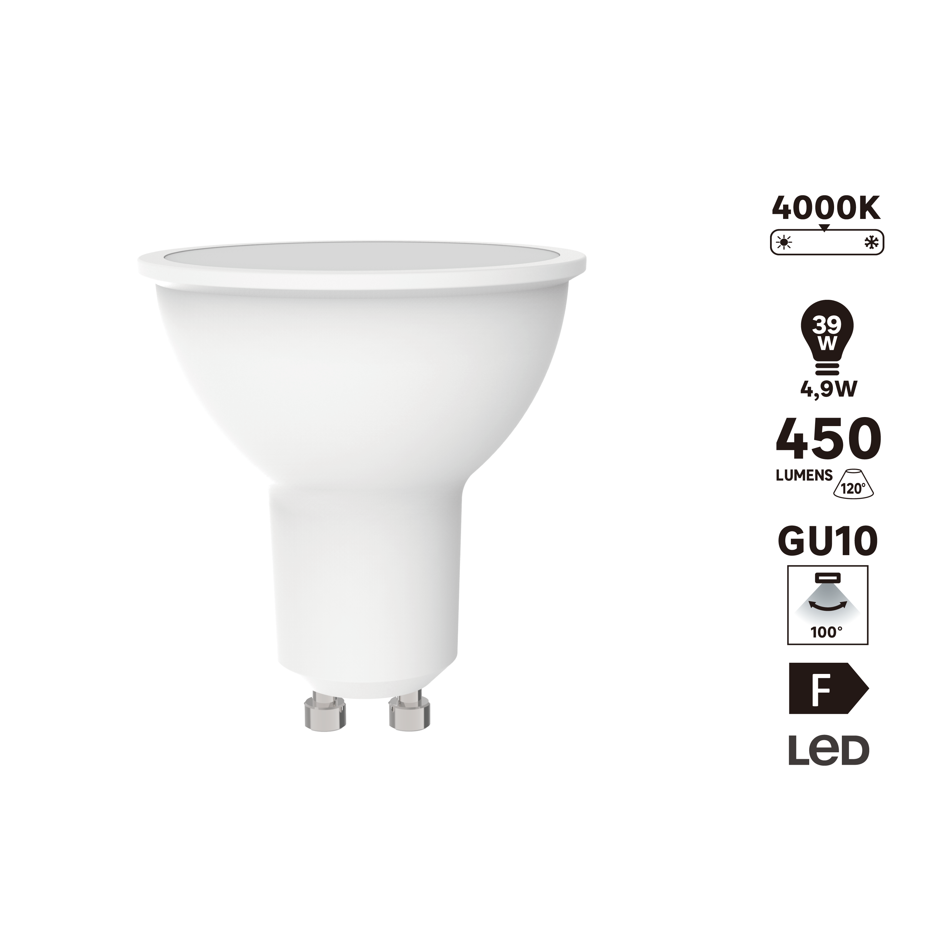 Lâmpada LED GU10 100D 450 lm 4000 k 15000H - 4