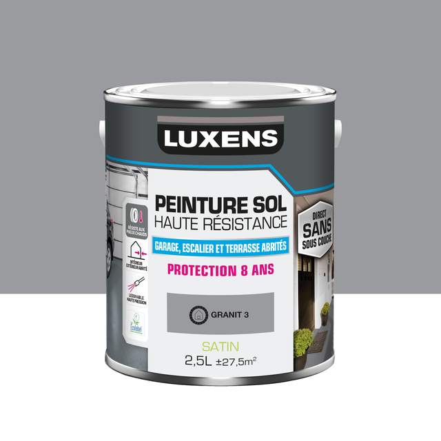 Peinture sol Haute résistance LUXENS, granit 3 satiné, 2.5 l