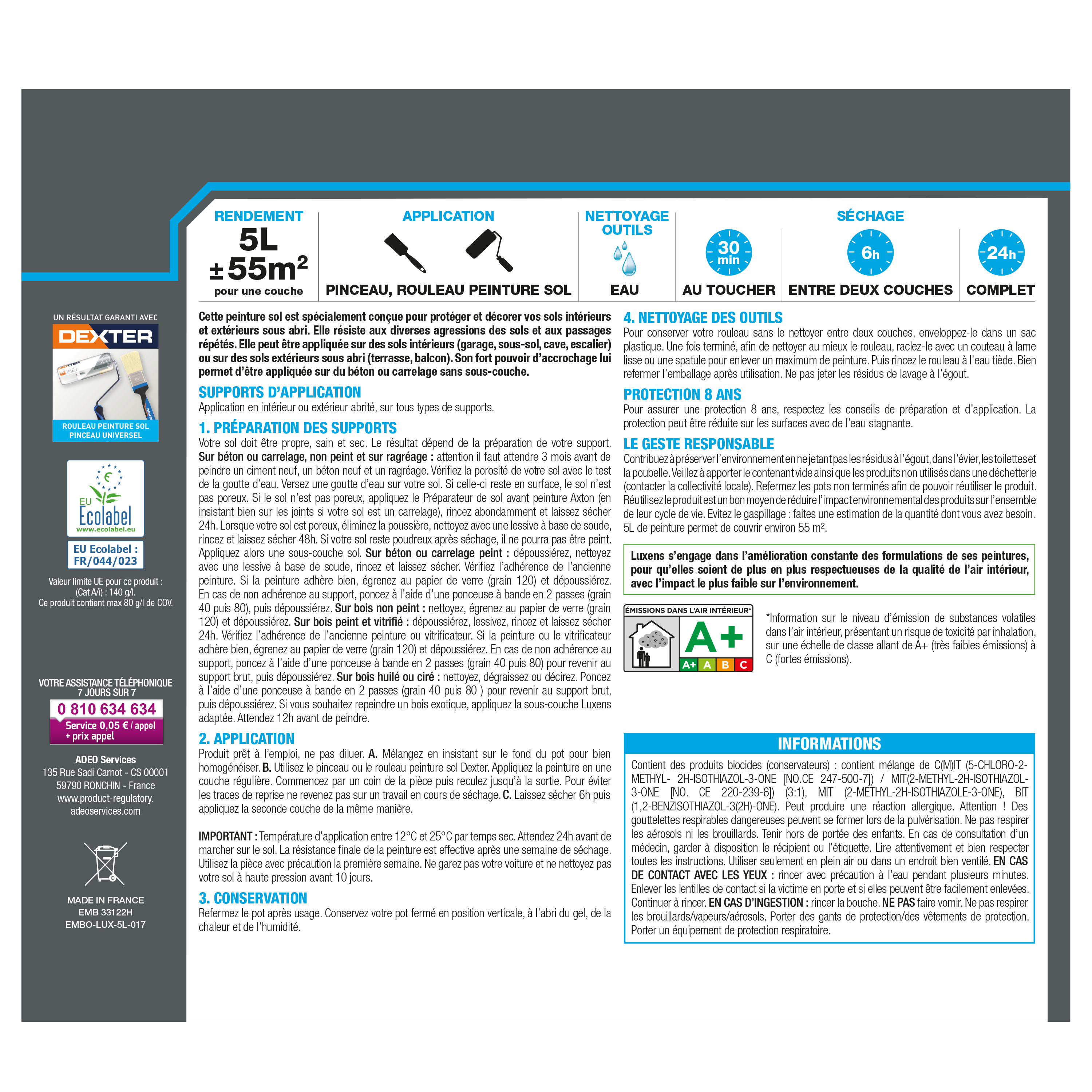 Peinture sol Haute résistance LUXENS, granit 3 satiné, 5 l - 6