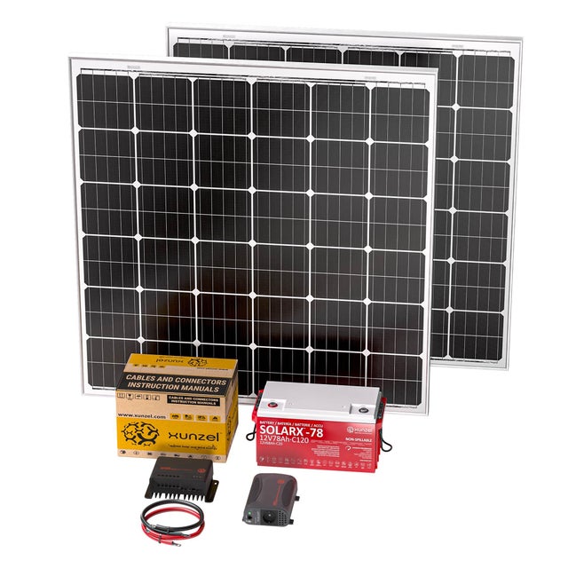 Kit solar aislada Xunzel 2 paneles 180W + inversor 400W