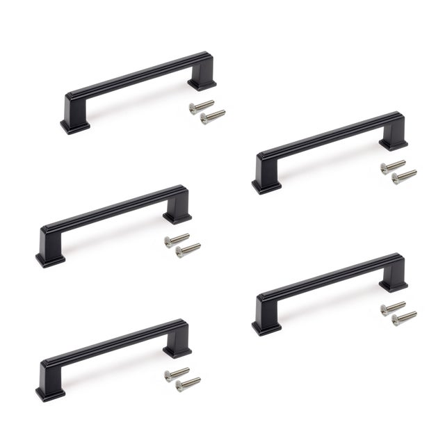 5 Tiradores de mueble EMUCA Tanger negro distancia entre eje 128 mm