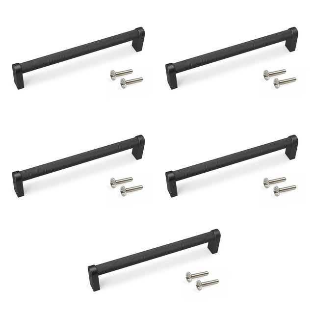 5 Tiradores de mueble EMUCA Bergen negro distancia entre eje 160 mm