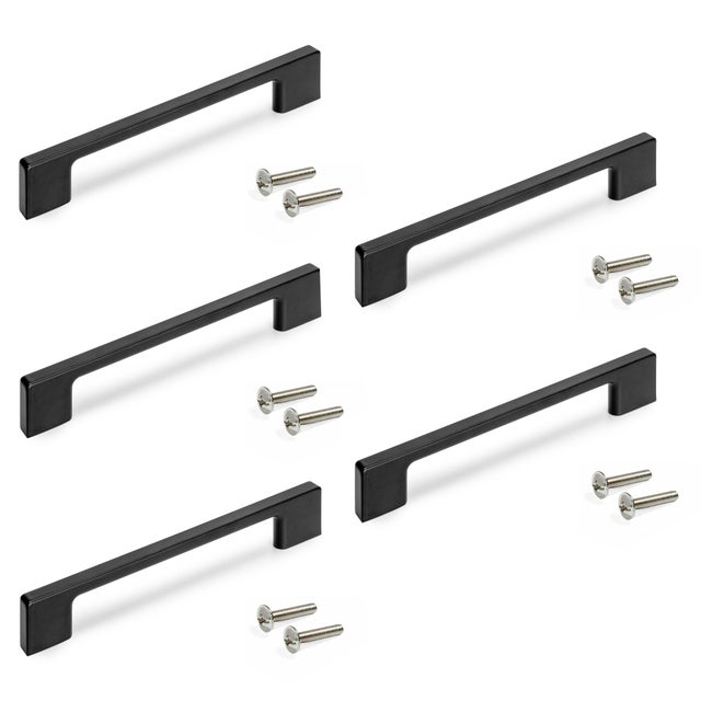 5 Tiradores de mueble EMUCA Paiporta negro distancia entre eje 160 mm