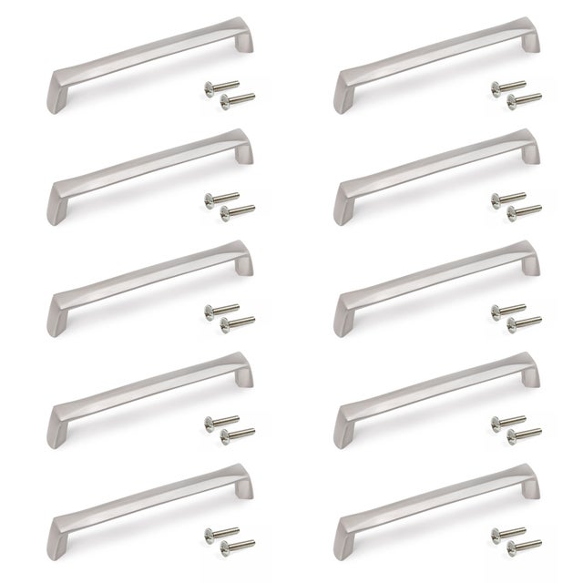 10 Tiradores de mueble EMUCA Cantón gris / plata distancia entre eje 128 mm