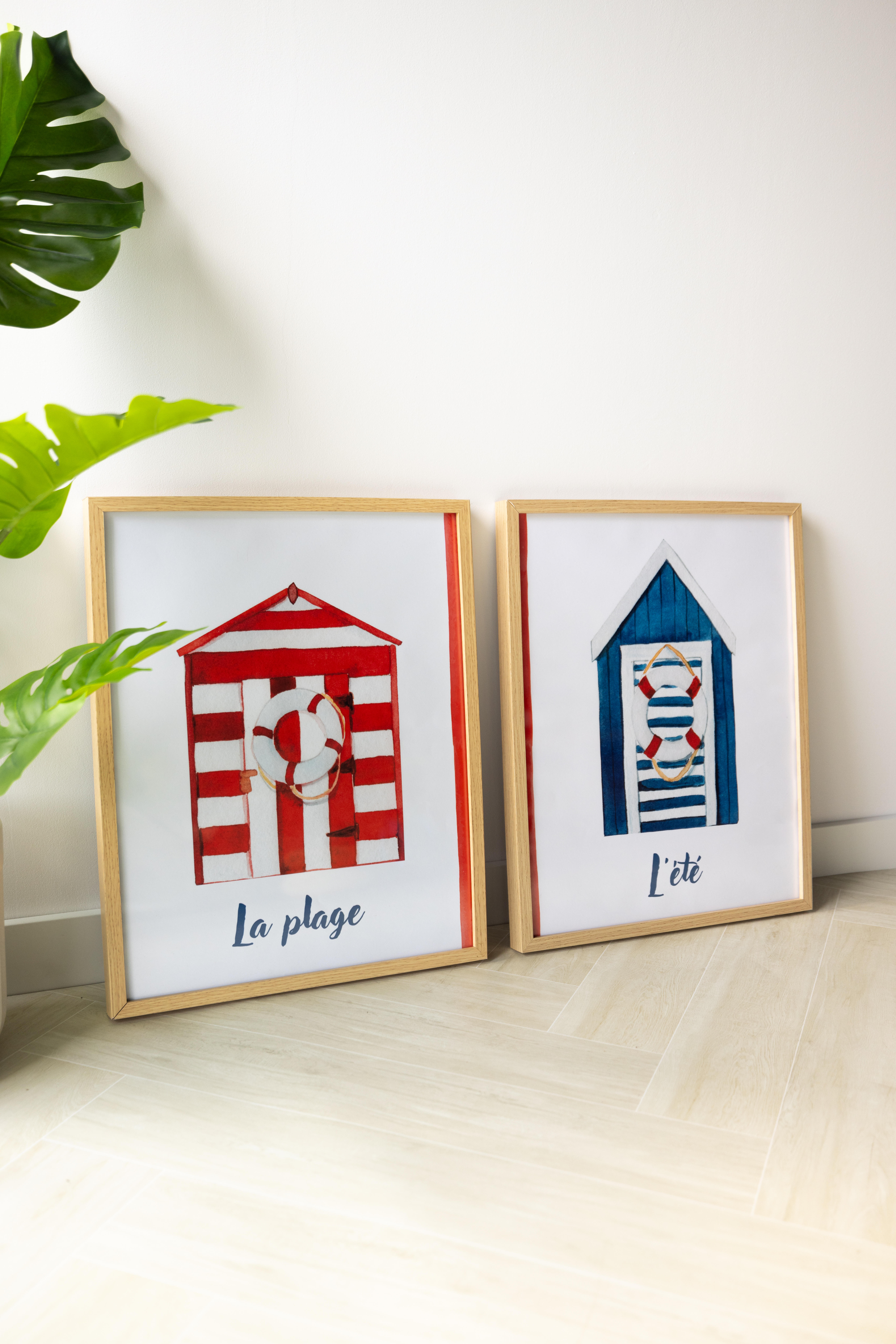 2 Láminas Mar rectangular de 40 x 50 cm. Papel La Plage L'eté rojos y azules - 4
