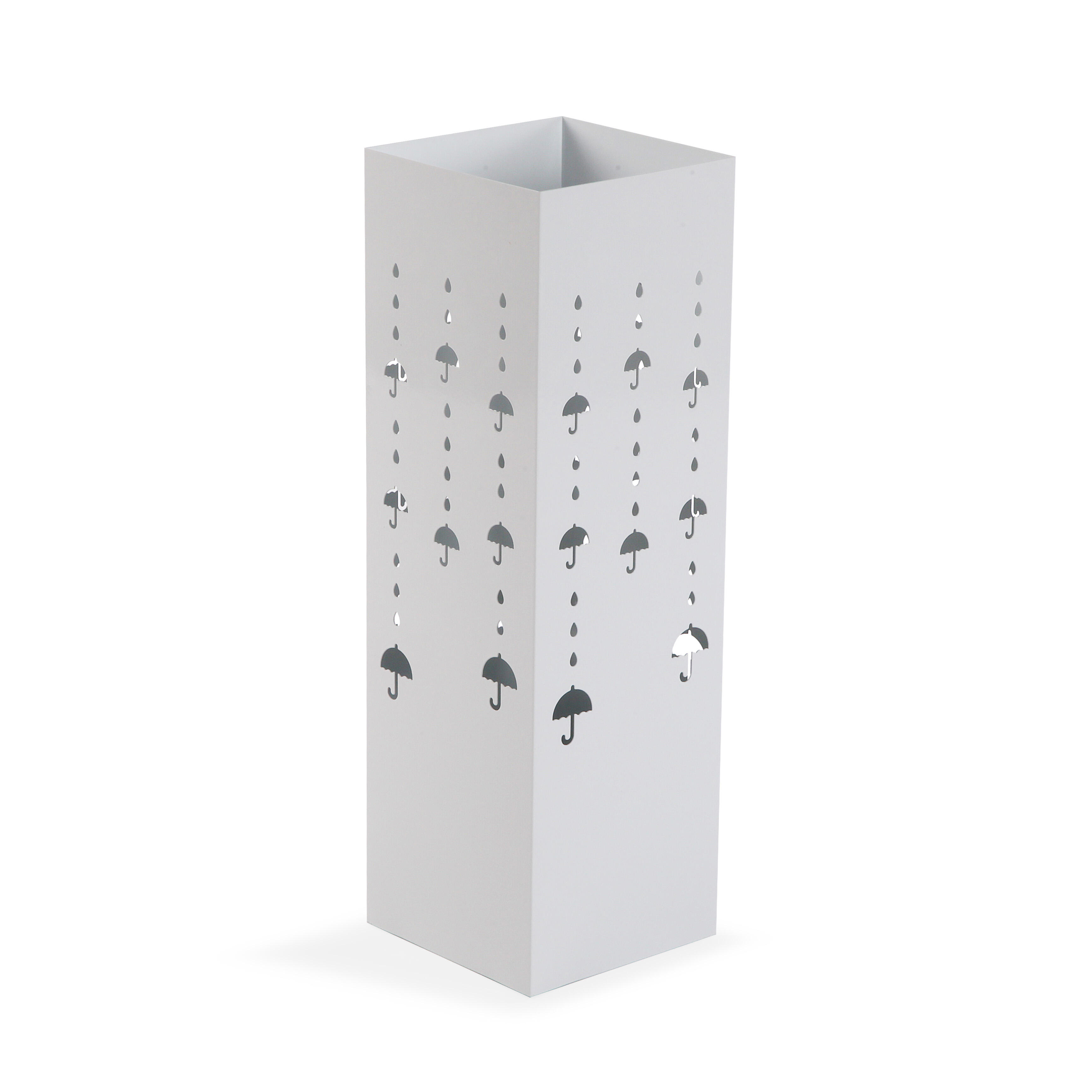 Paragüero metálico blanco paragüas 15,5x49x15,5 cm