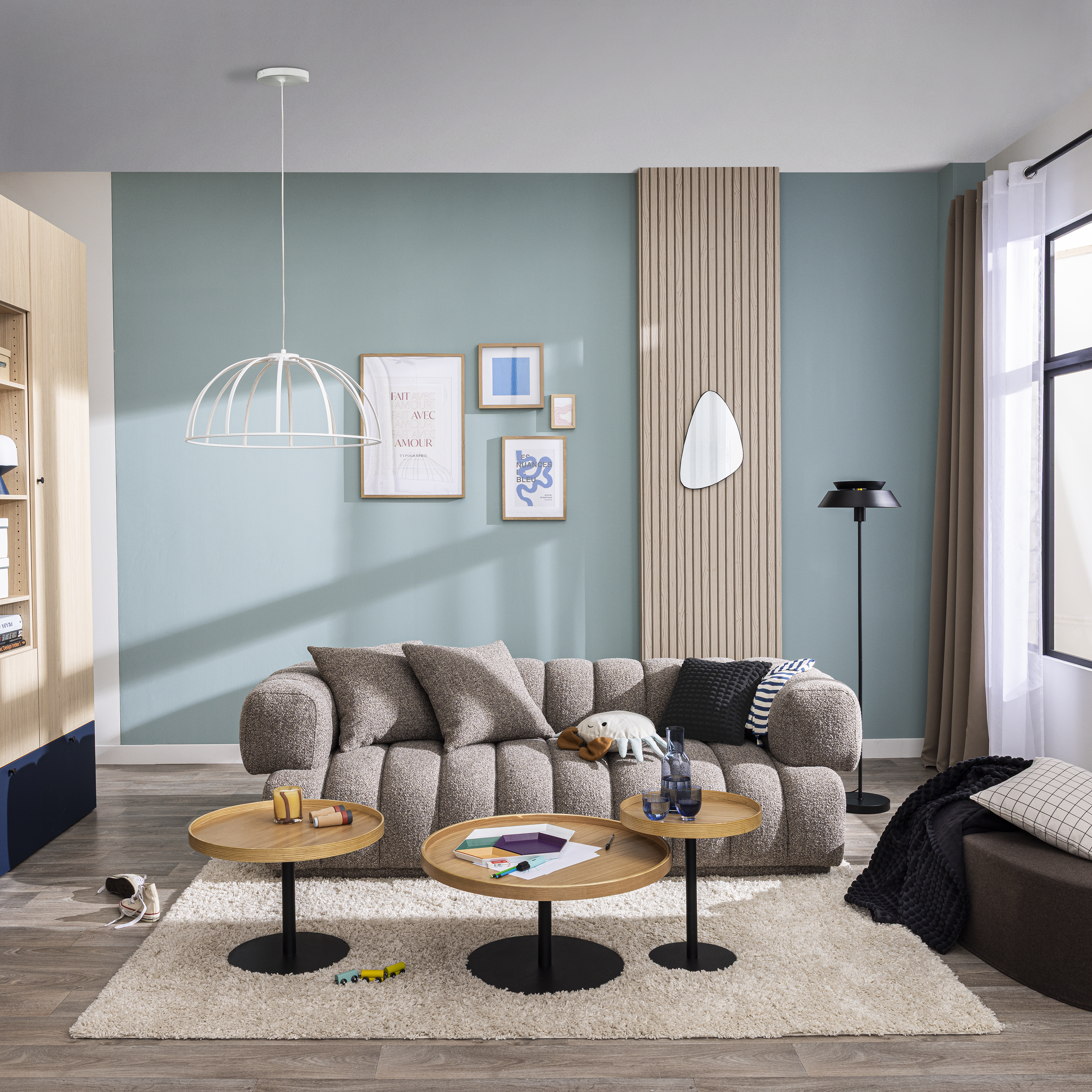 Tenda INSPIRE Rasberry trench 6 beige, fettuccia e passanti nascosti 200x280 cm - 3