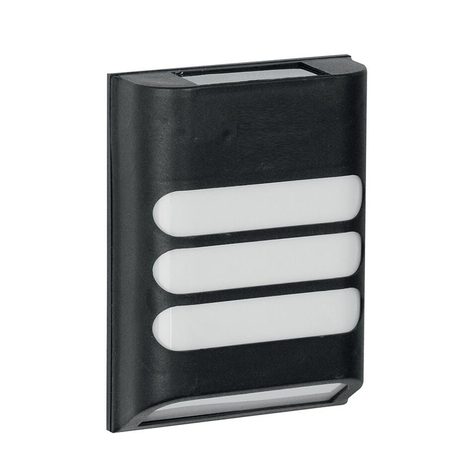 Aplique solar exterior led blanco cálido negro 11x16 cm