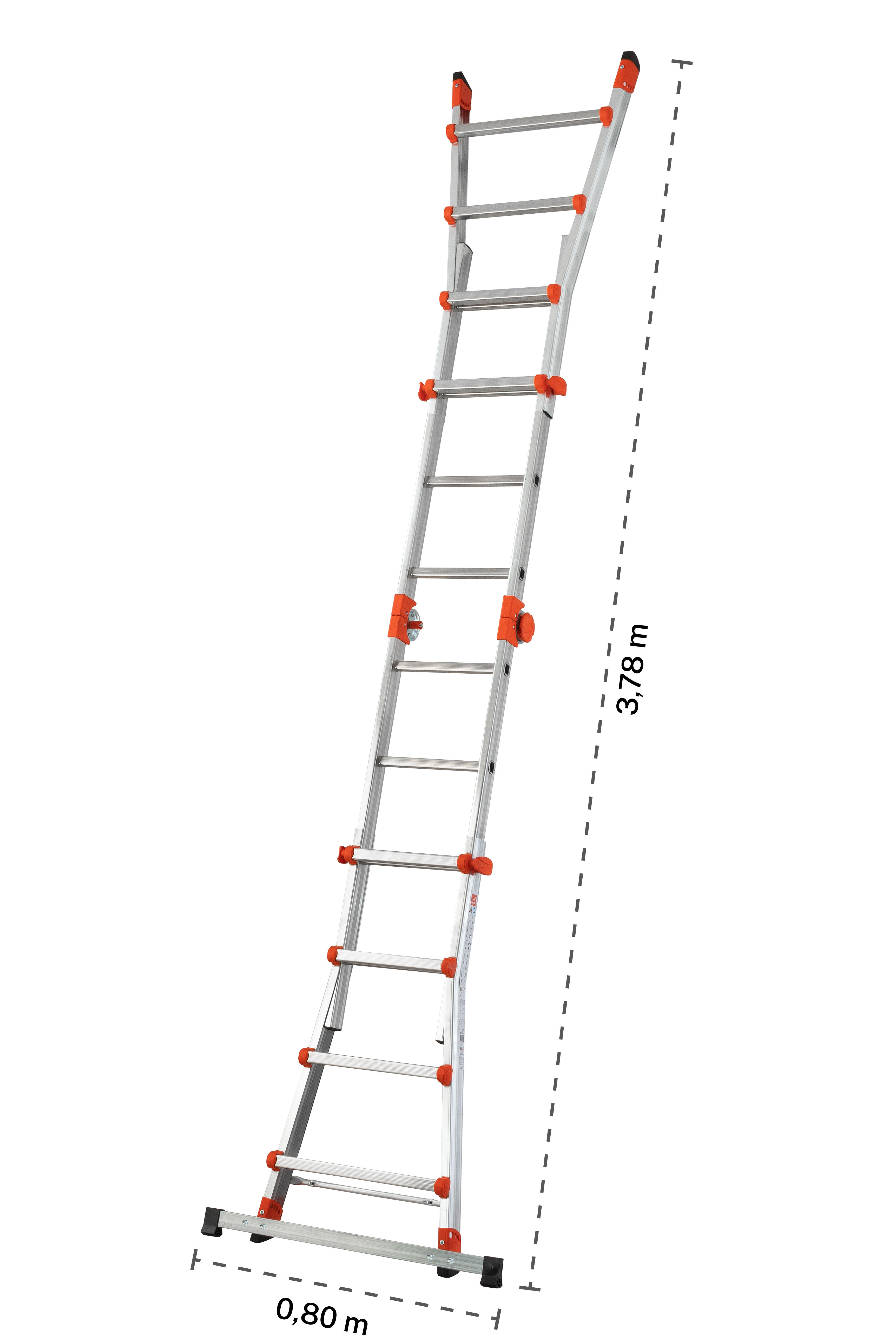 Escalera multiposición aluminio 16 peldaños GIERRE altura máxima de trabajo 4.70 m - 10