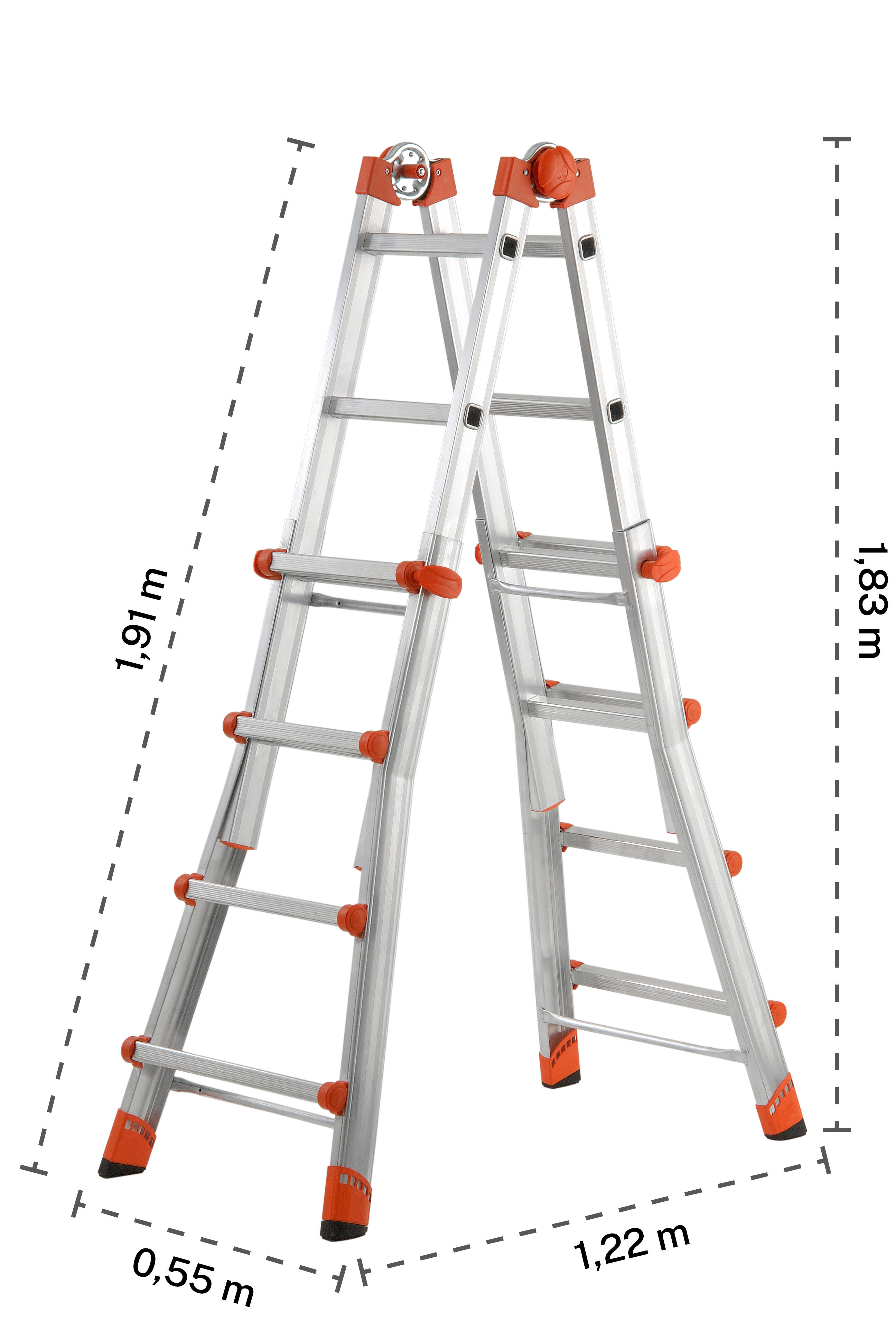 Escalera multiposición aluminio 16 peldaños GIERRE altura máxima de trabajo 4.70 m - 2